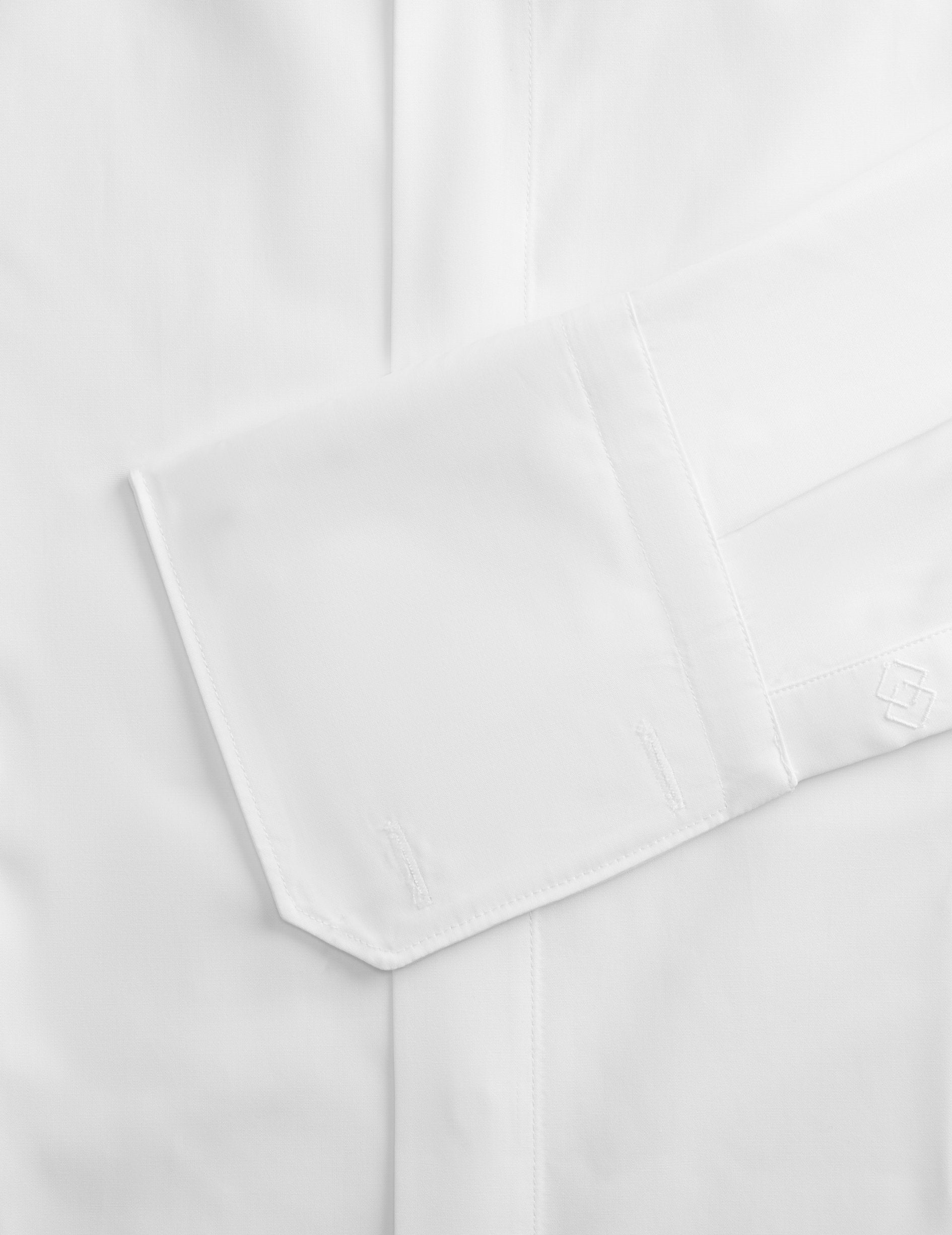 Fitted white hidden throat shirt - Poplin - Wing Collar - French Cuffs