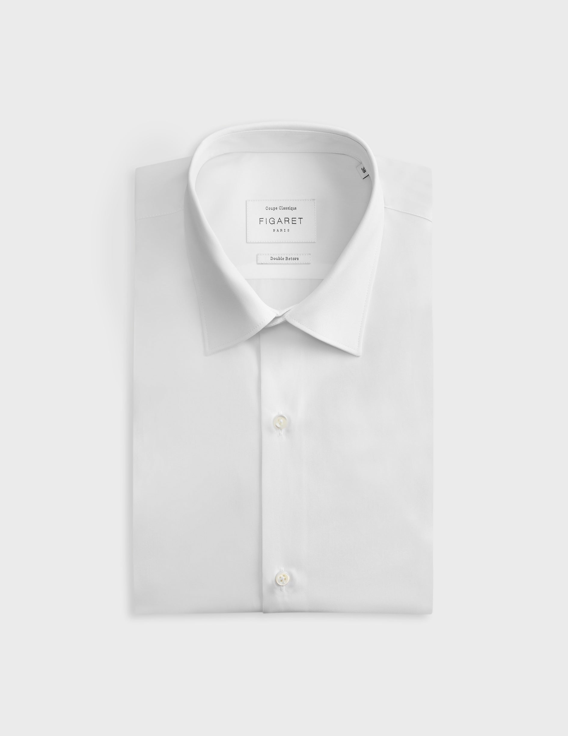 Chemise Classique blanche - Popeline - Col Figaret - Poignets Mousquetaires