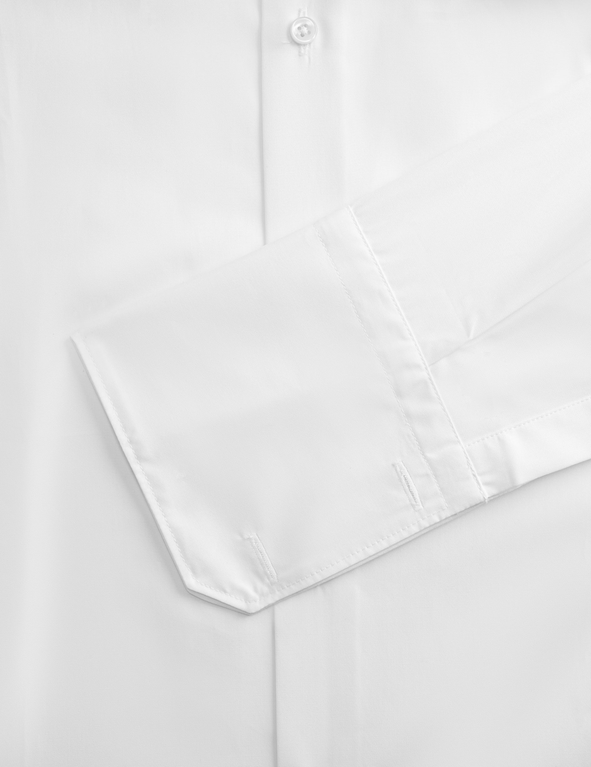 Chemise Classique blanche - Popeline - Col Italien - Poignets Mousquetaires