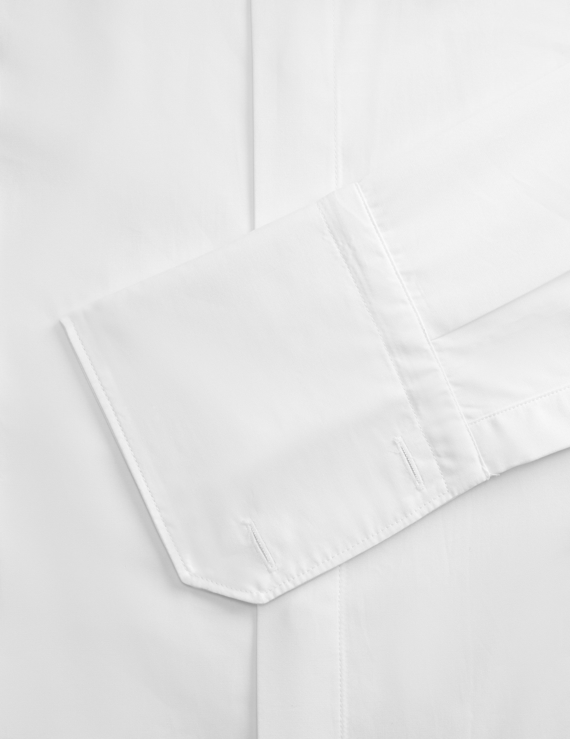 Chemise Ajustée gorge cachée blanche - Popeline - Col Figaret - Poignets Mousquetaires