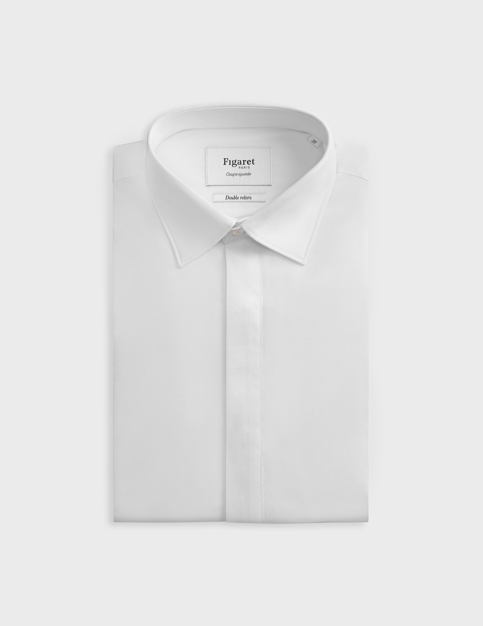 Fitted Hidden buttons placket white shirt - Poplin - Figaret Collar