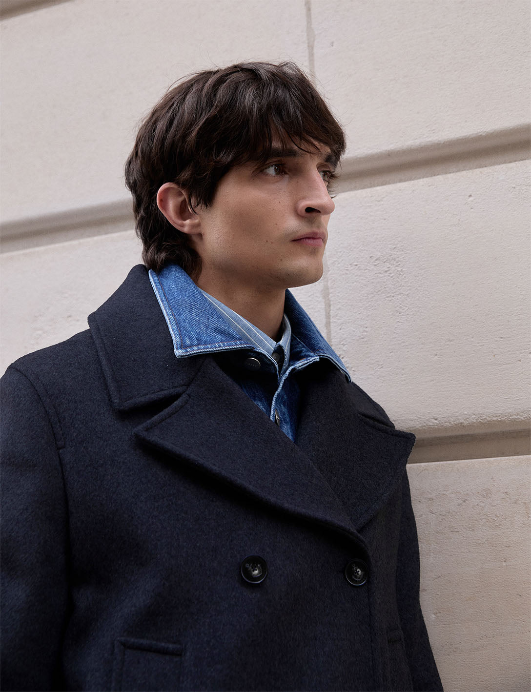 Caban Martin en drap de laine marine