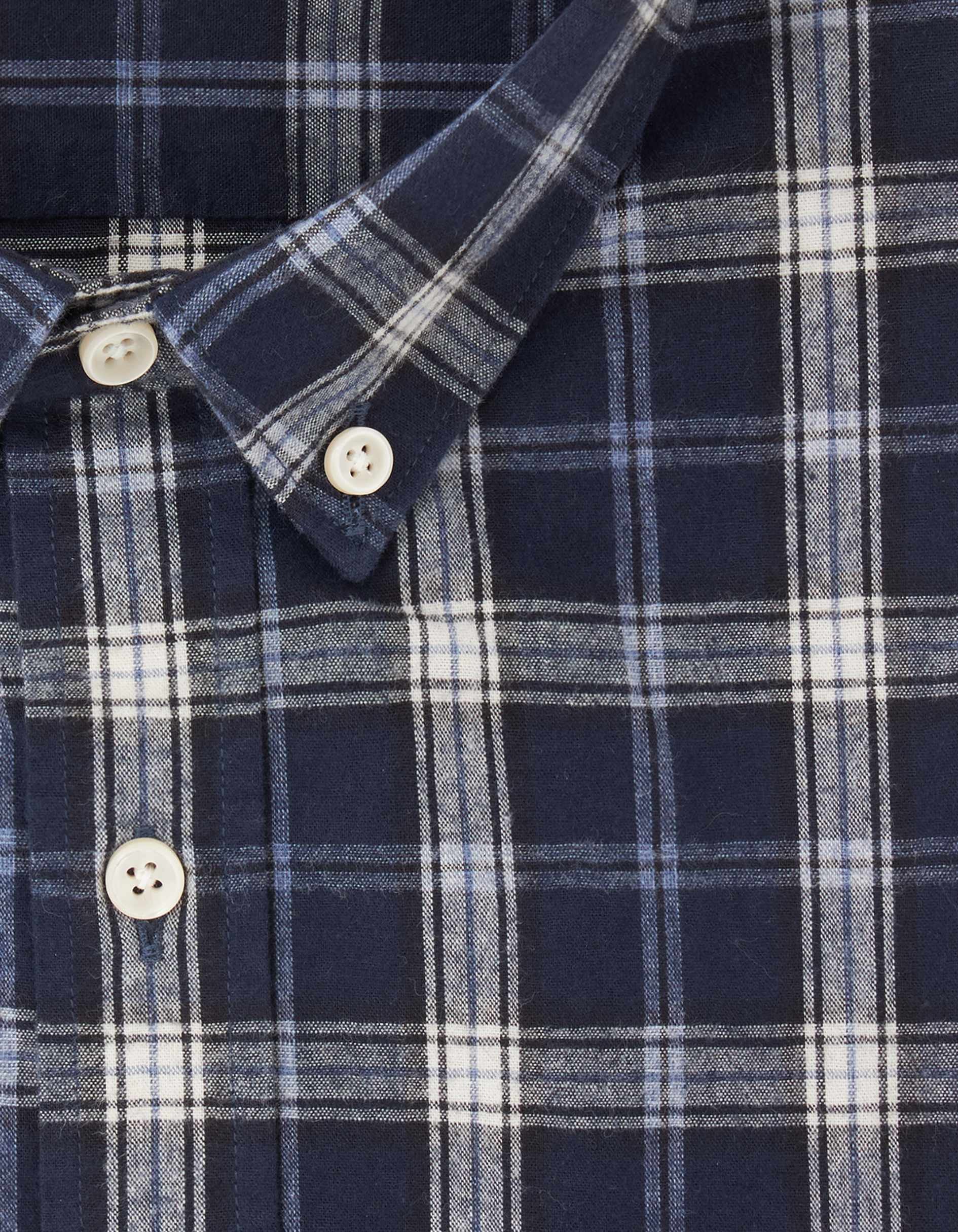 Navy checked Gaspard shirt - Flannel - American Collar