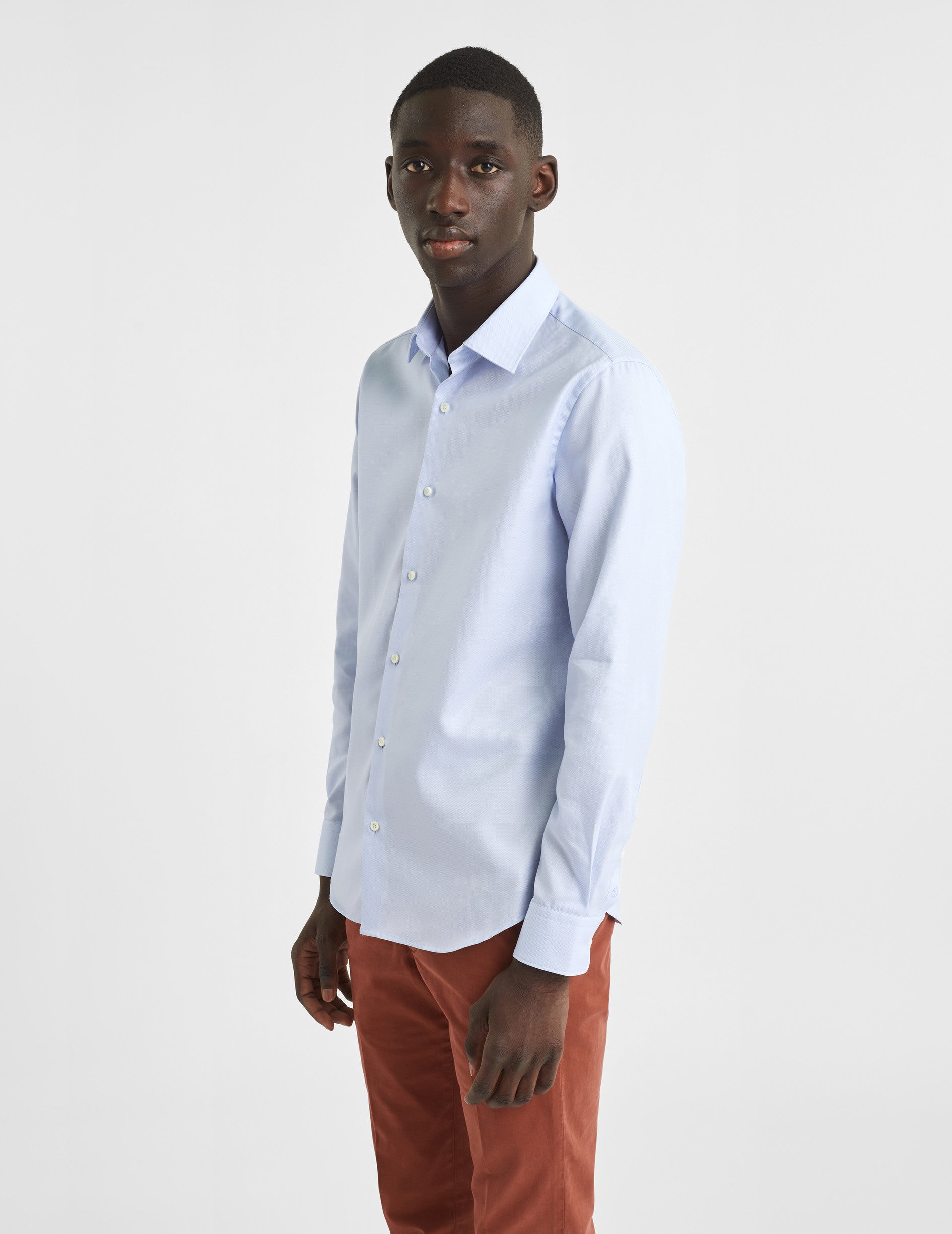 Chemise Semi-ajustée bleue - Façonné - Col Figaret