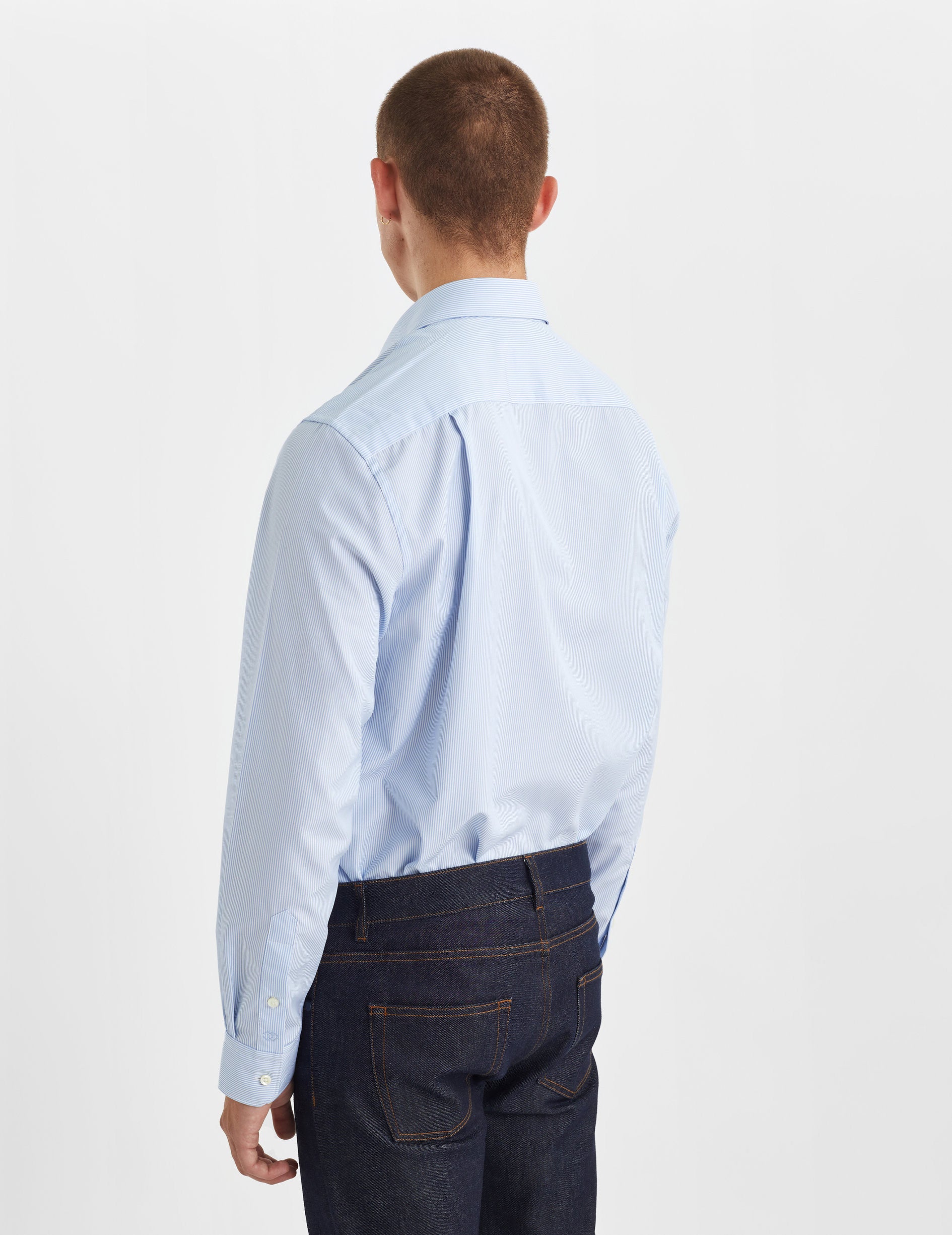 Chemise Classique rayée bleue - Popeline - Col Figaret