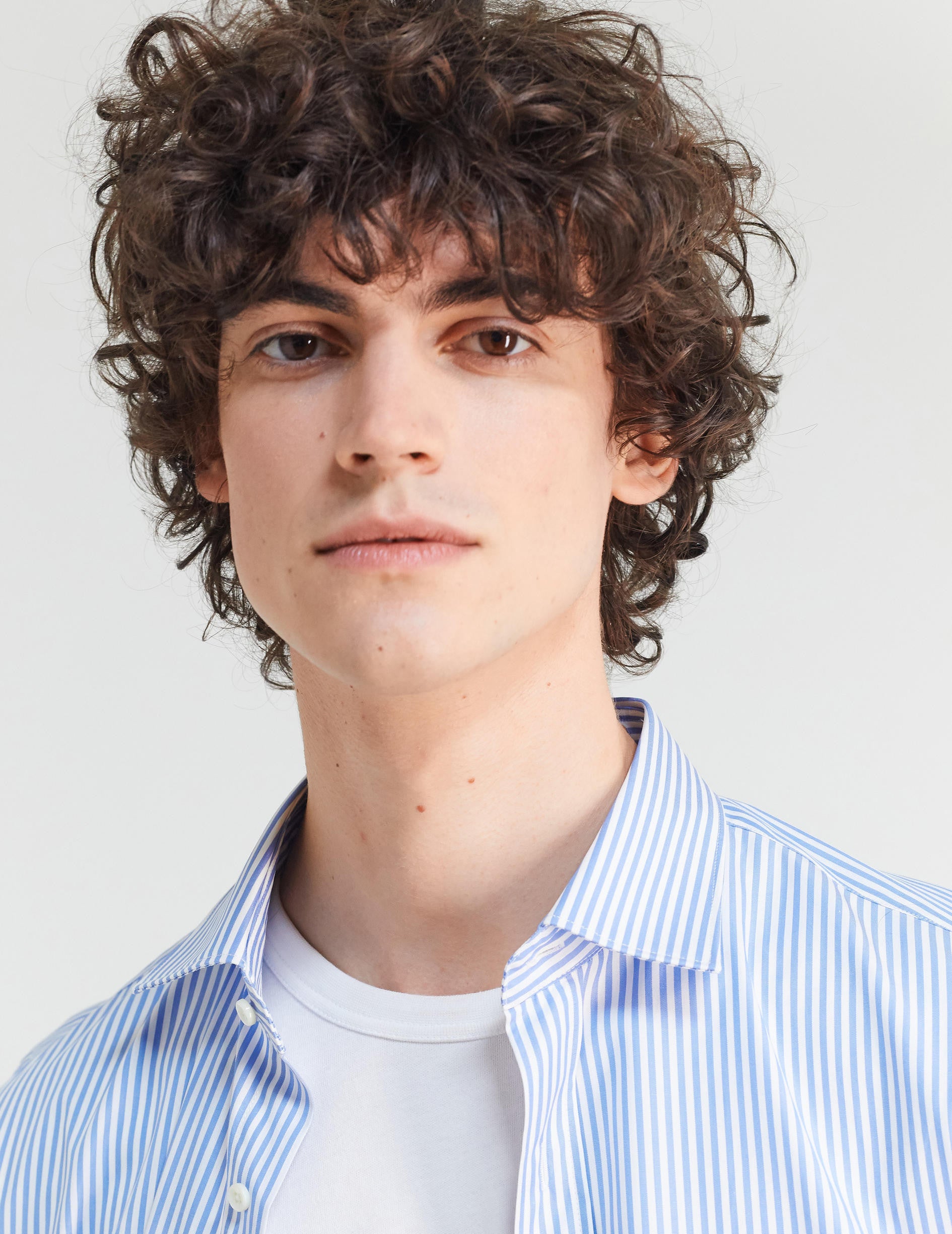 Chemise Classique rayée bleue - Popeline - Col Figaret