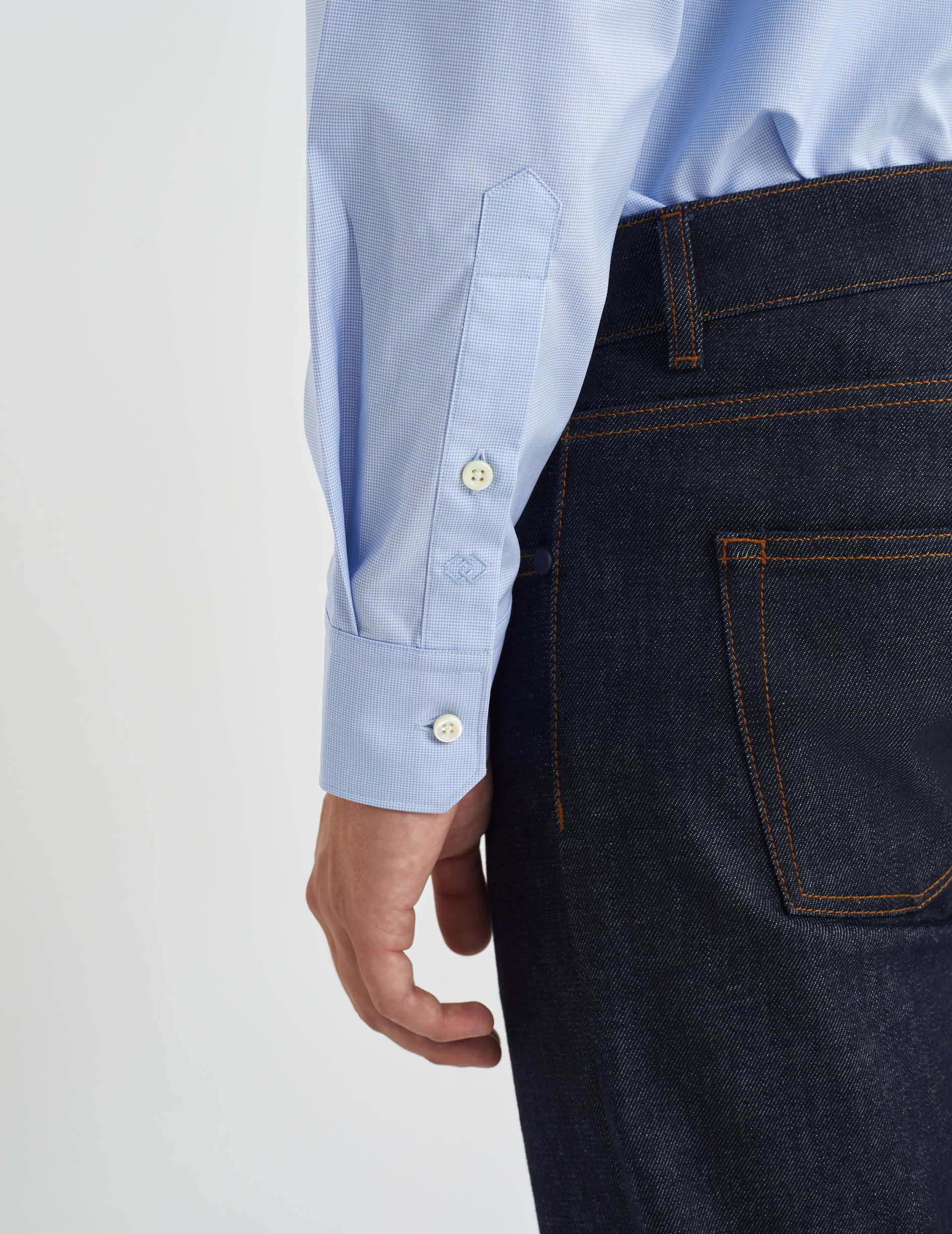 Chemise Semi-ajustée bleue - Popeline - Col Figaret