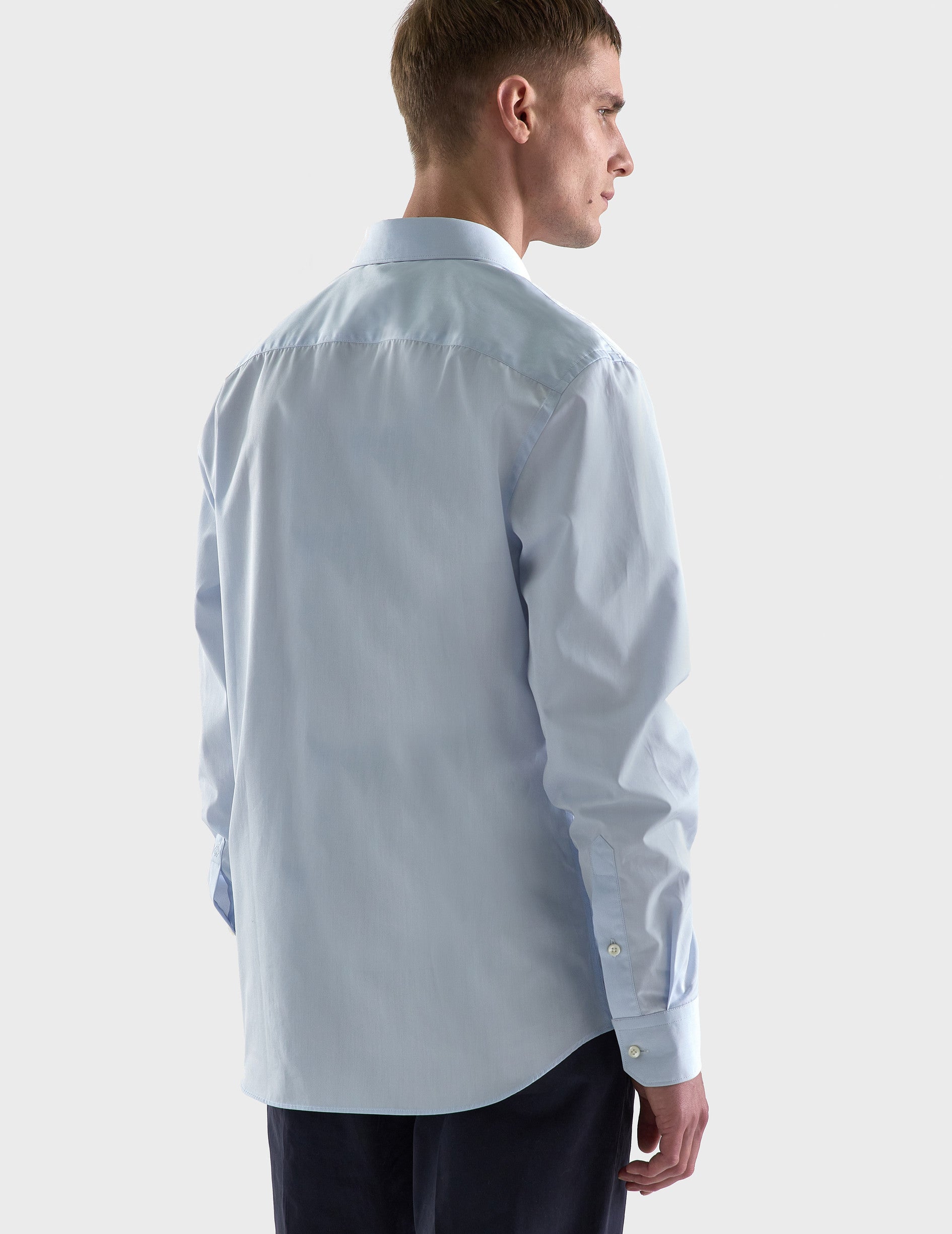 Semi-fitted wrinkle-free blue shirt - Poplin - Figaret Collar