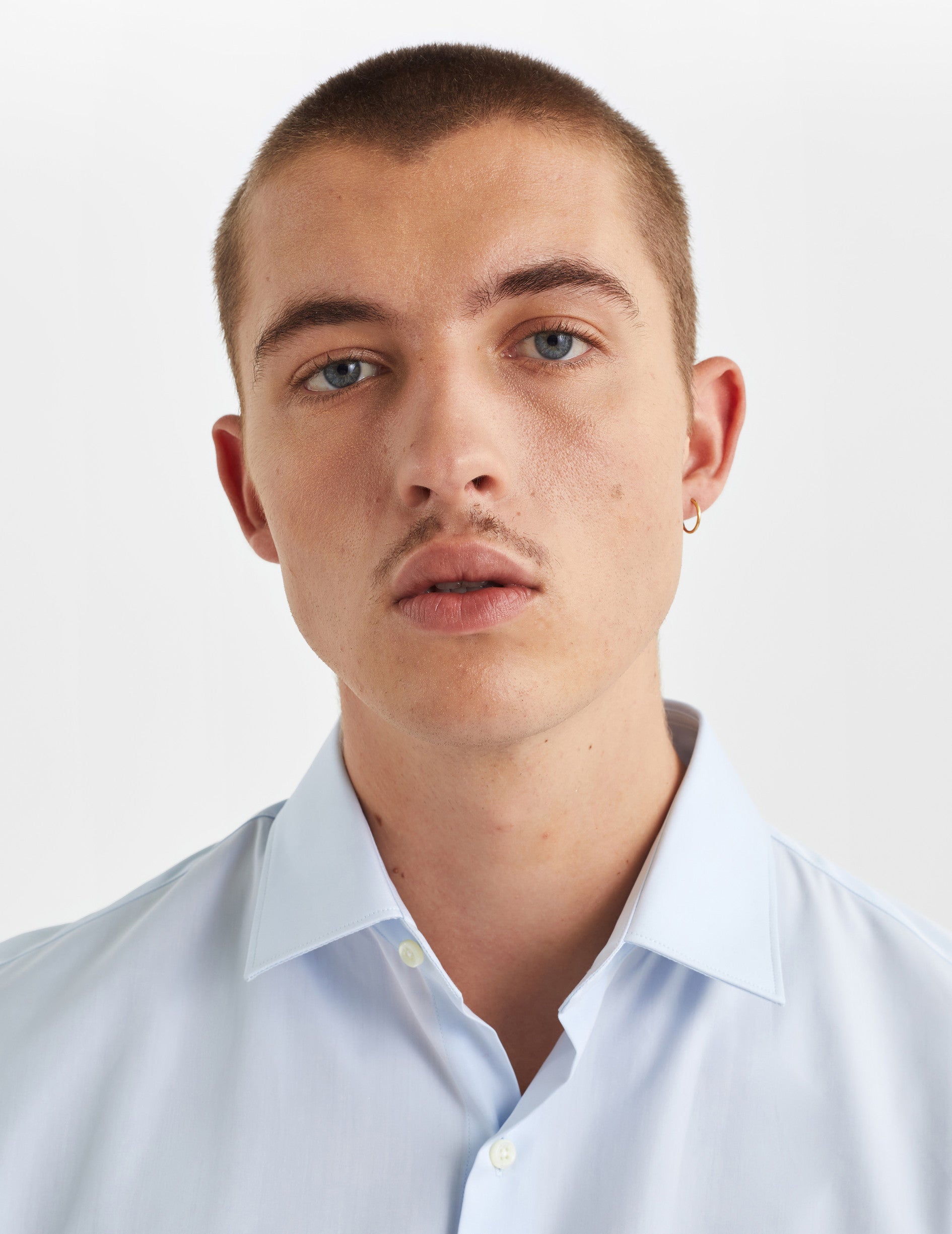 Chemise Semi-ajustée bleue - Popeline - Col Figaret