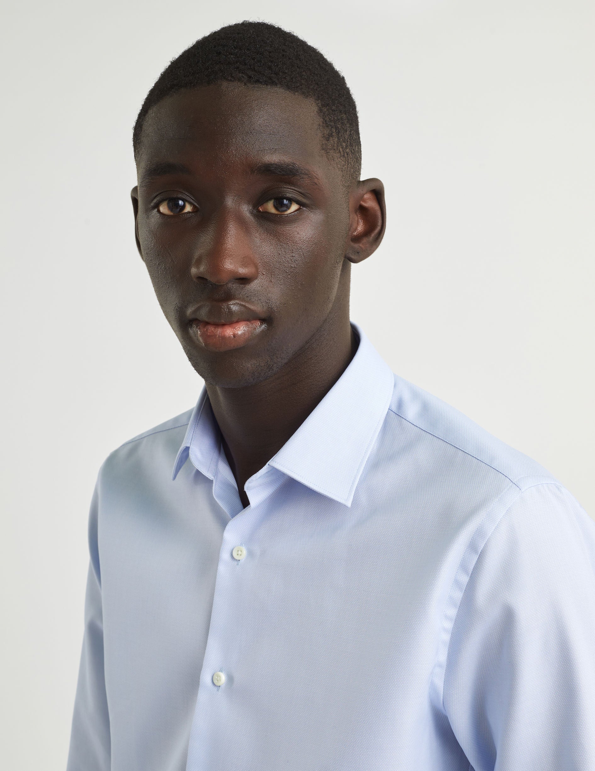 Chemise Semi-ajustée bleue - Façonné - Col Figaret