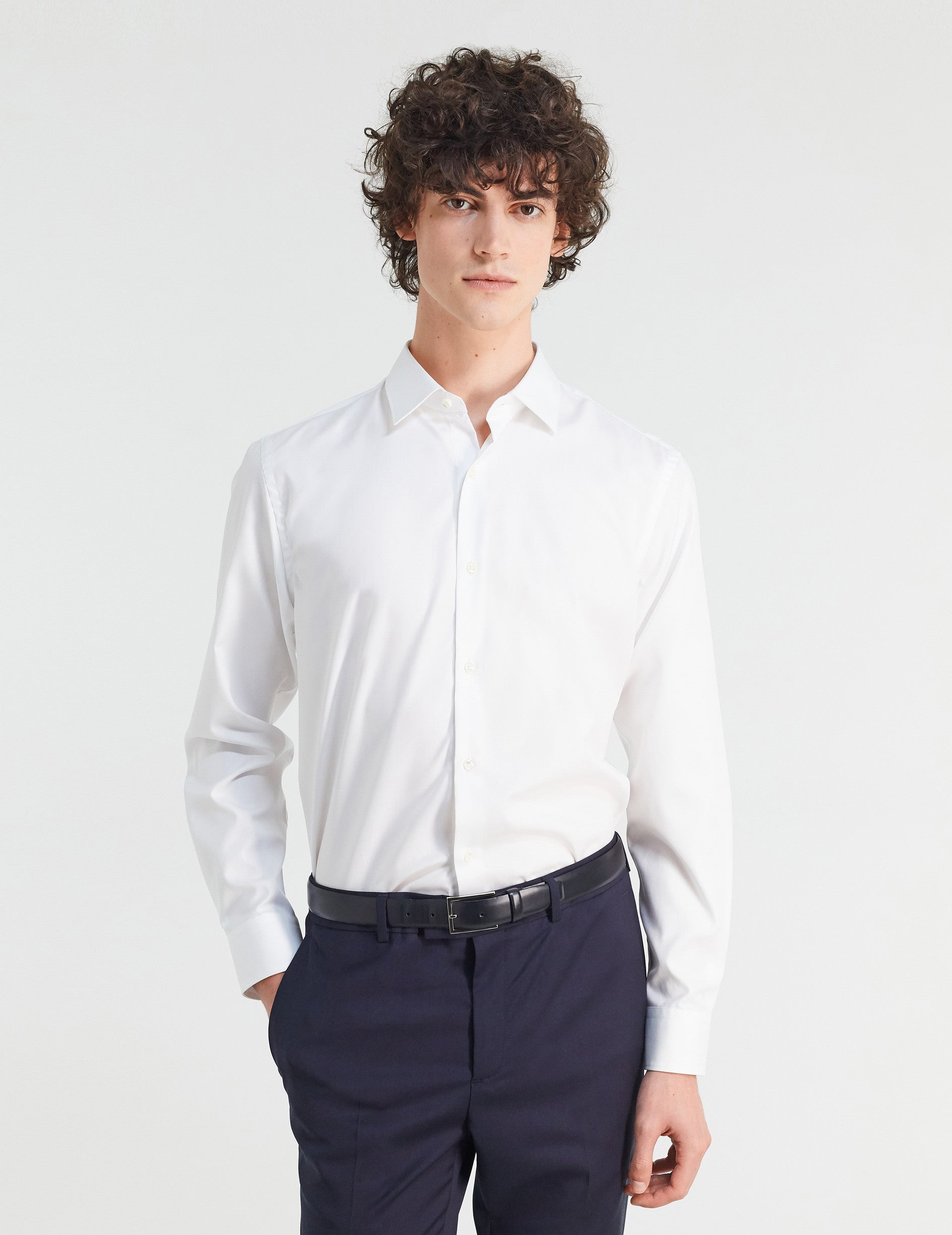 Chemise Semi-ajustée blanche - Pinpoint - Col Figaret