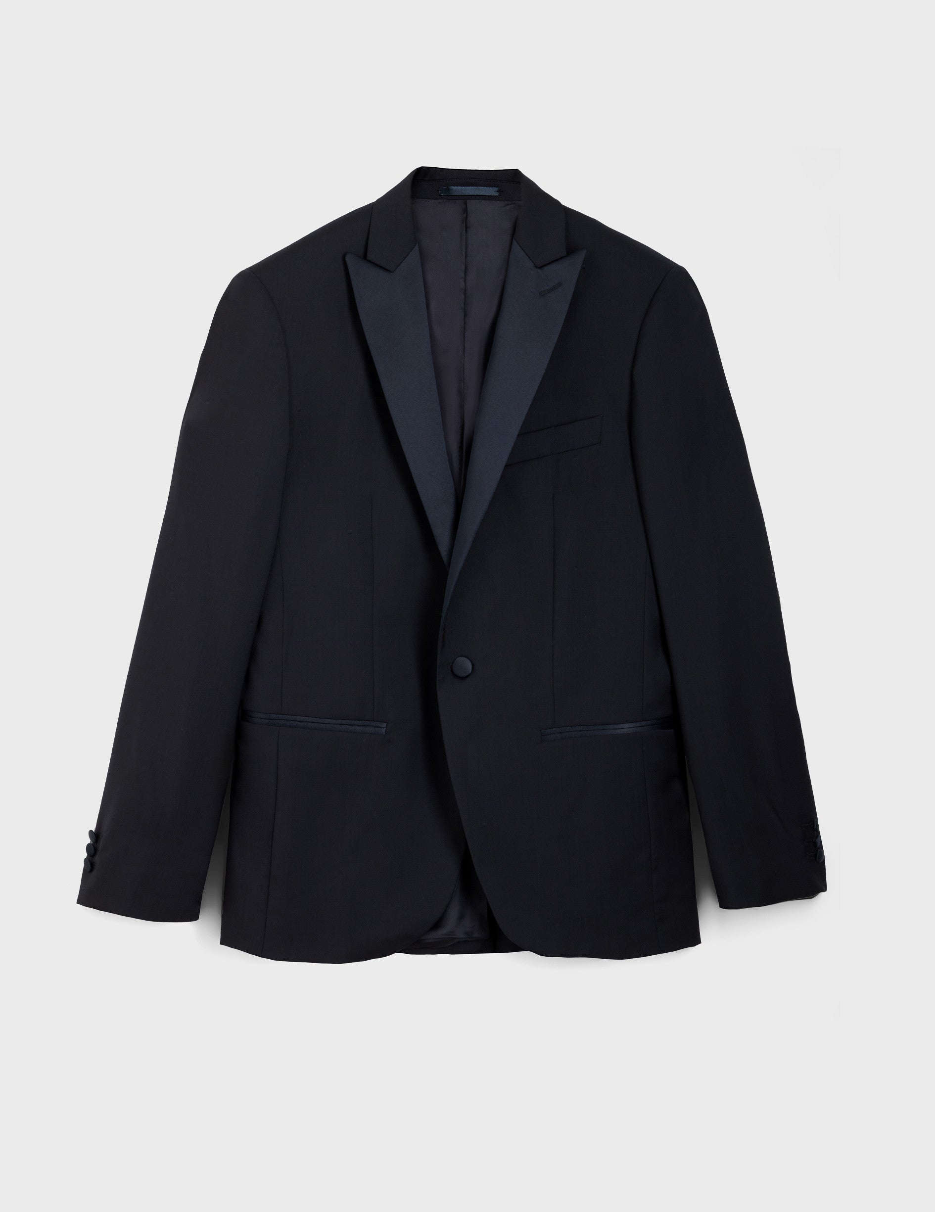 Midnight blue wool canvas Franck suit jacket