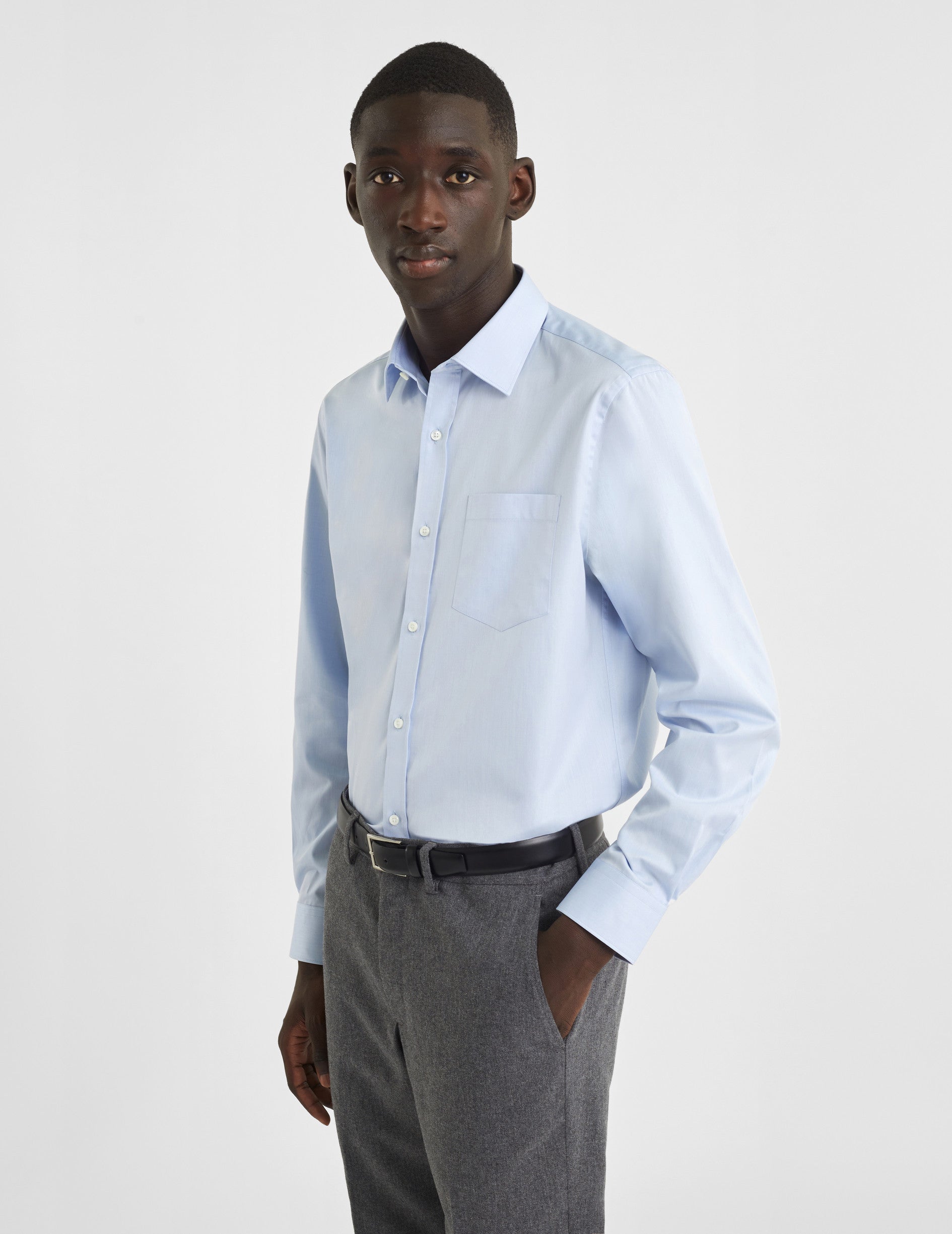 Chemise Classique bleue - Twill - Col Figaret