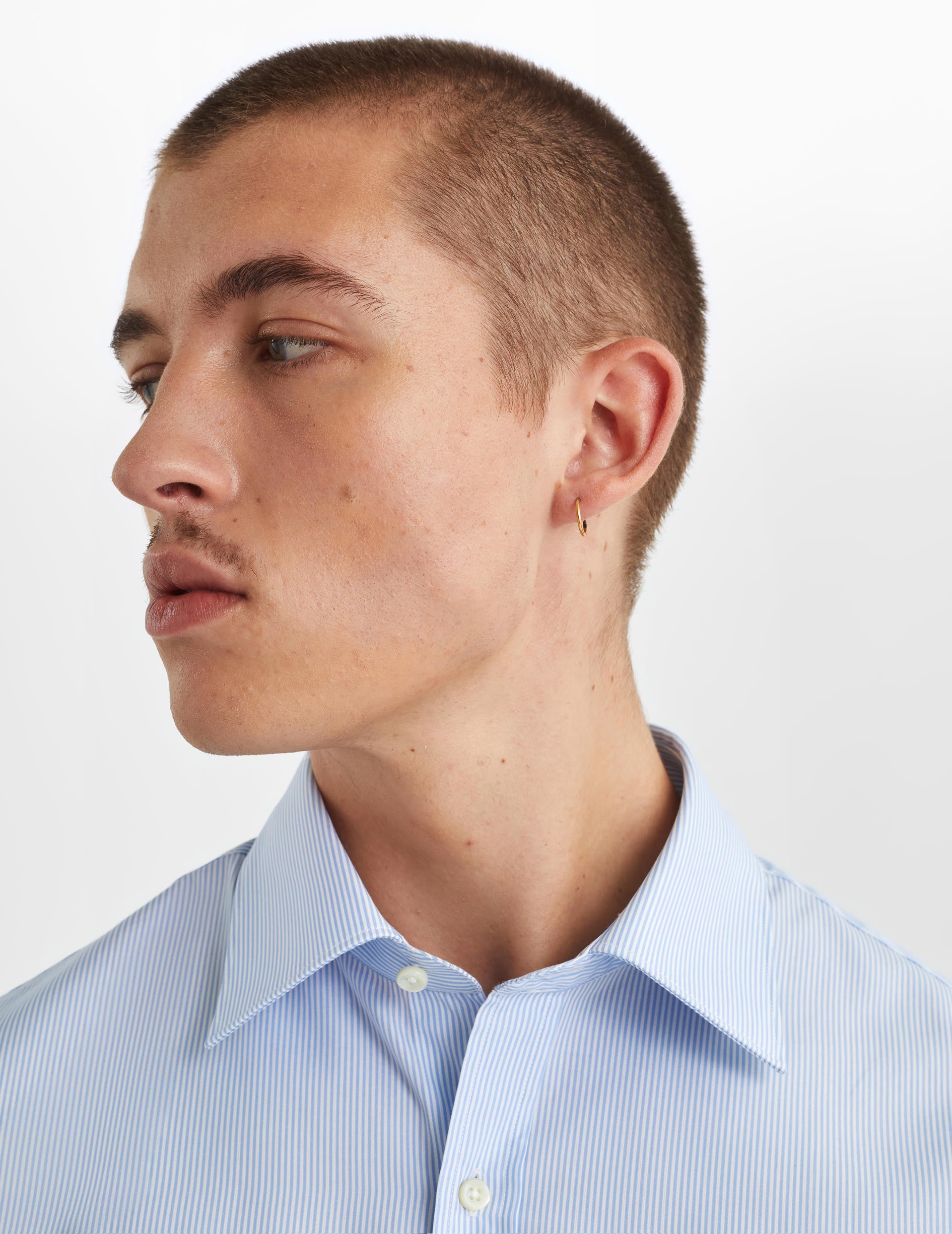 Chemise Classique rayée bleue - Popeline - Col Figaret