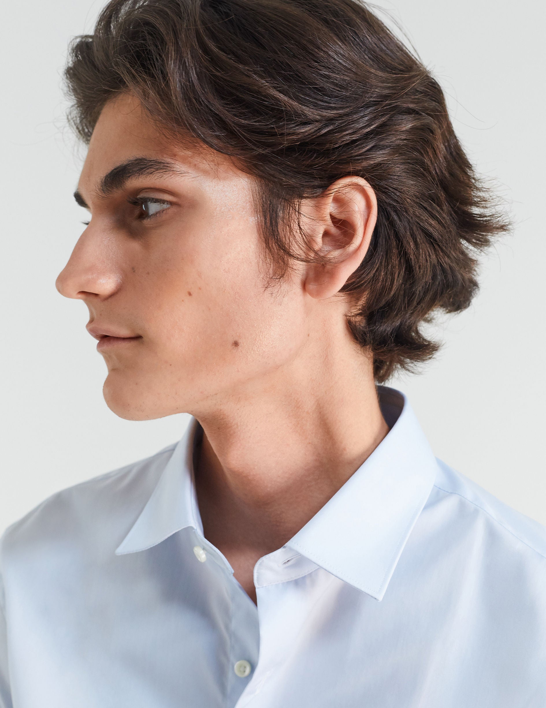 Chemise Ajustée bleue - Popeline - Col Figaret