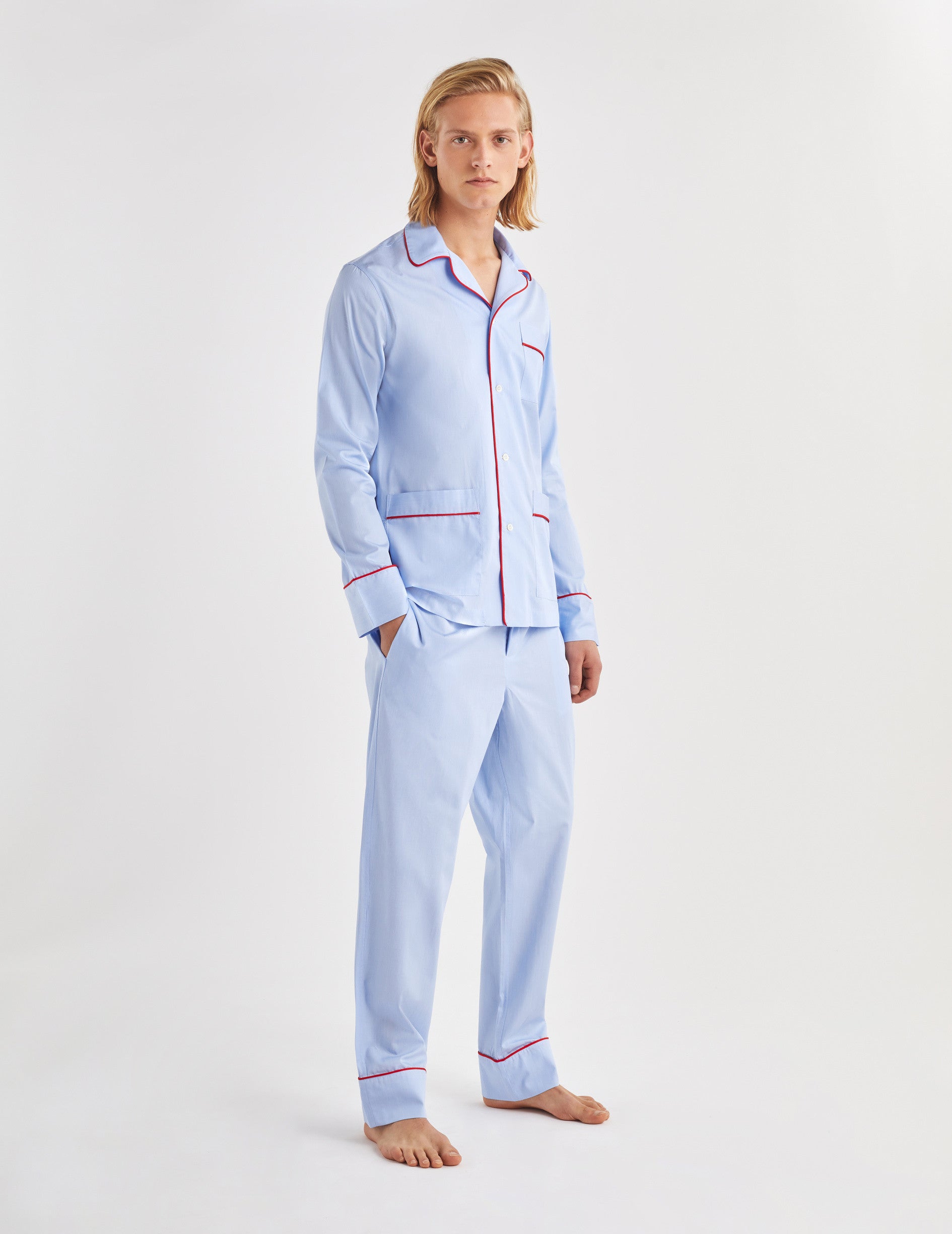 Pyjama Louis en popeline bleue brodé "Je t'aime"