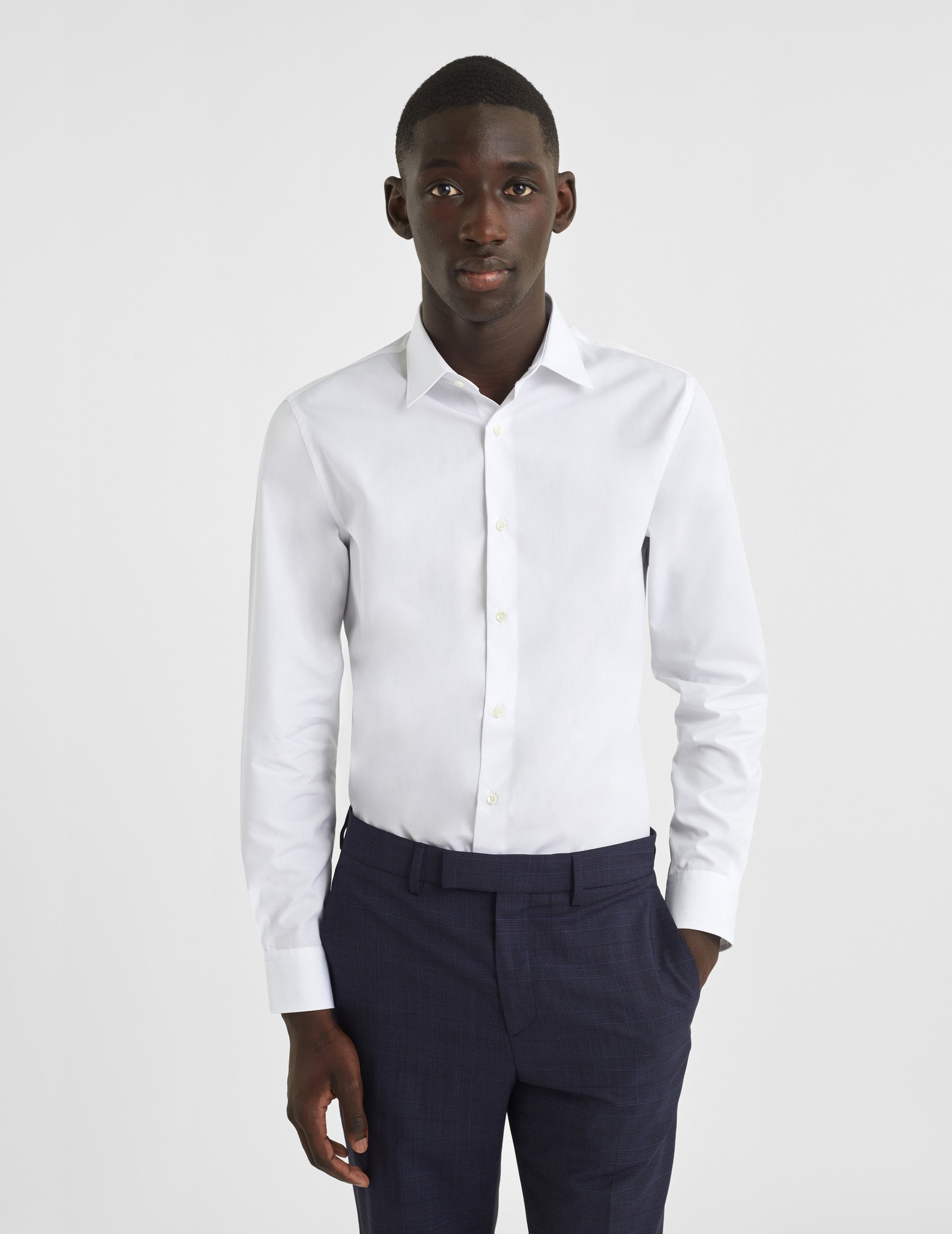 Chemise Ajustée blanche - Popeline - Col Figaret