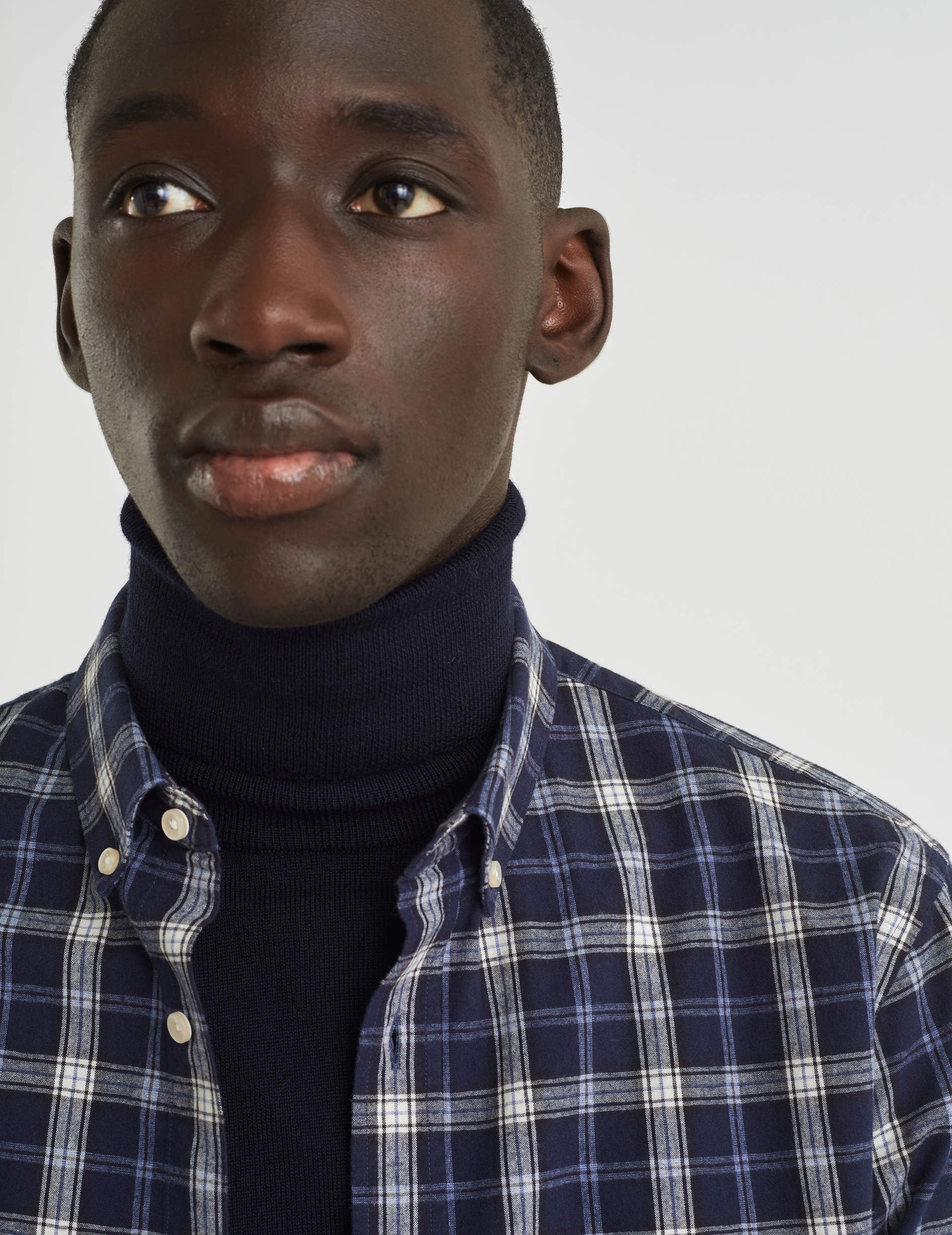 Navy checked Gaspard shirt - Flannel - American Collar
