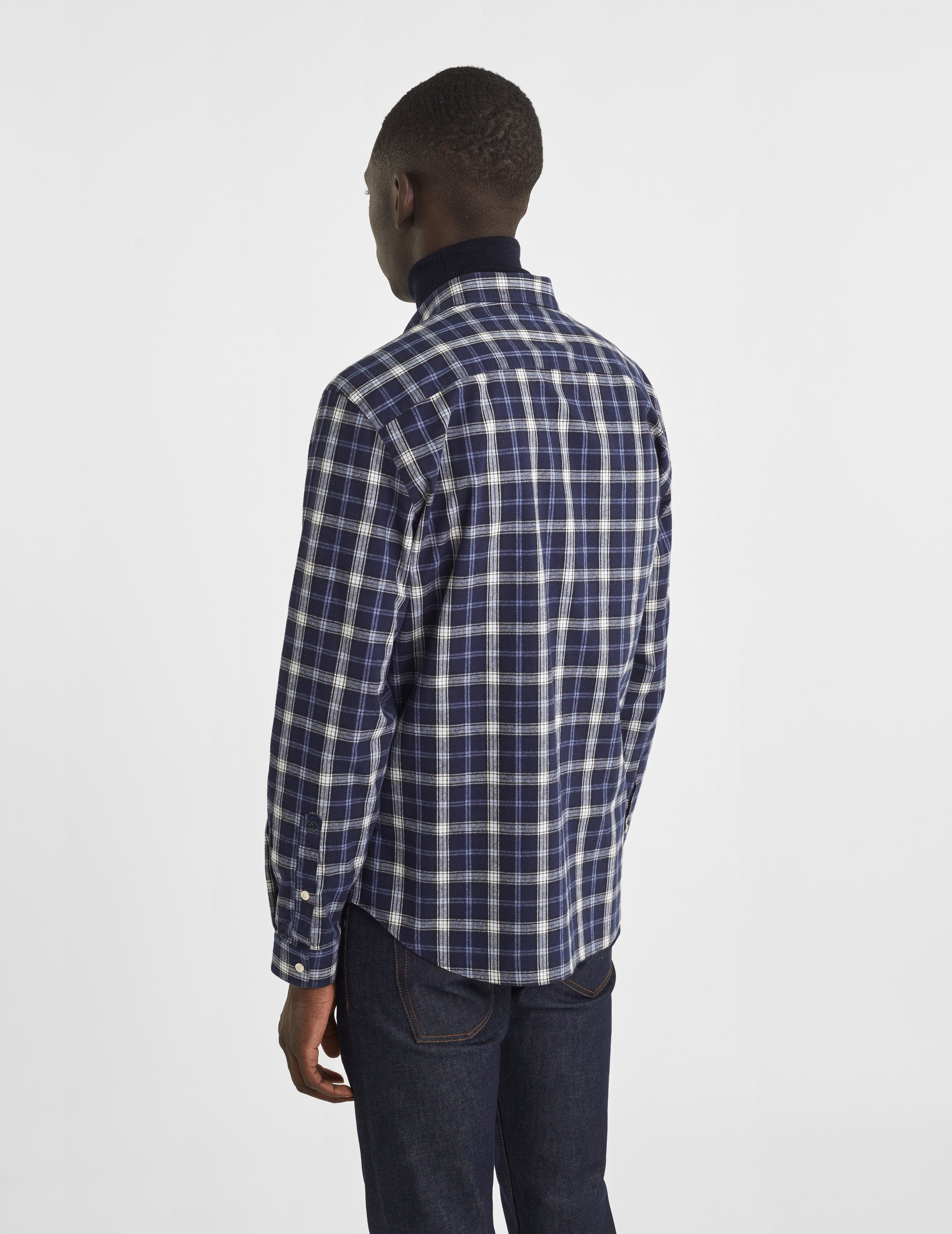 Navy checked Gaspard shirt - Flannel - American Collar