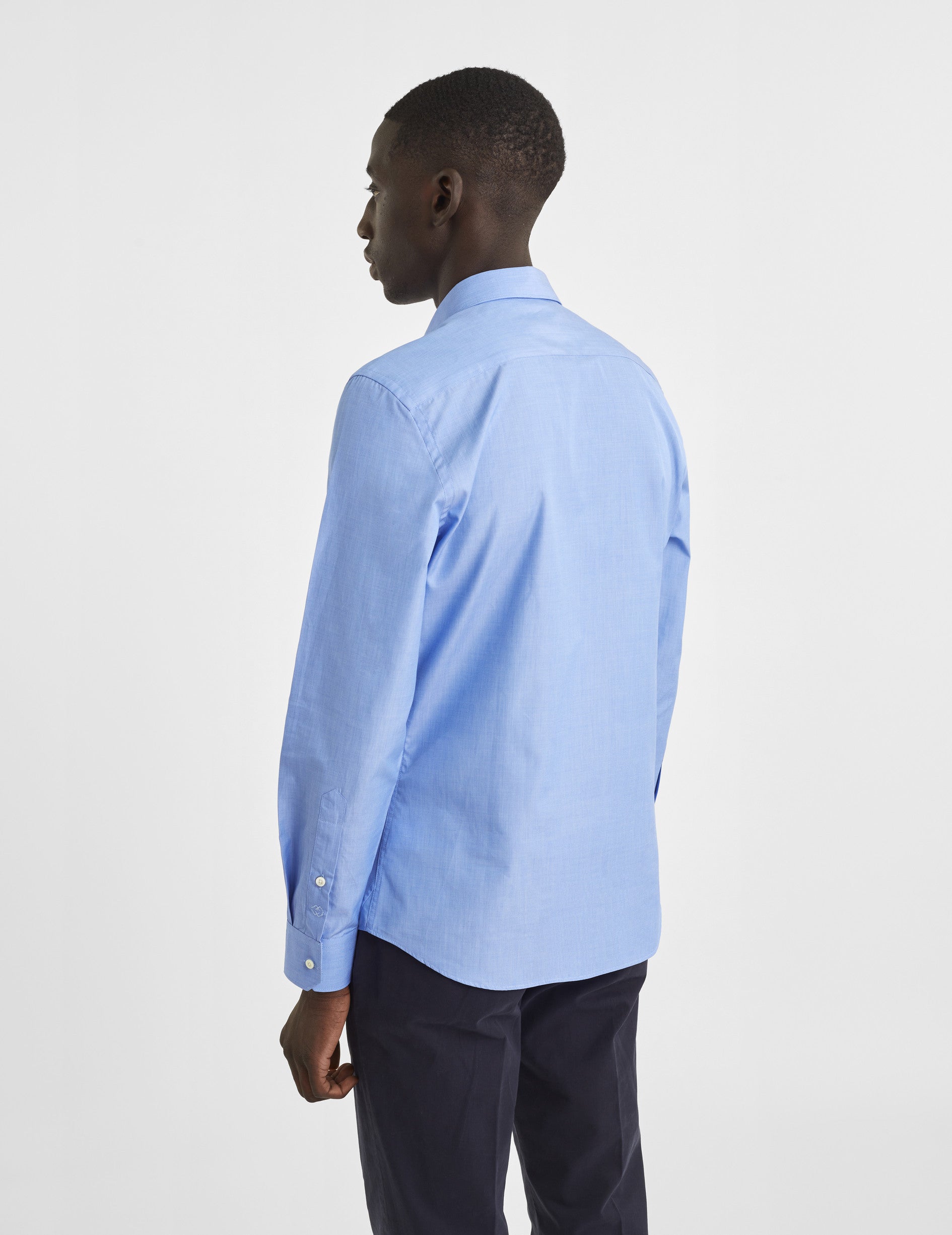 Fitted blue shirt - Fil-à-fil - Figaret Collar