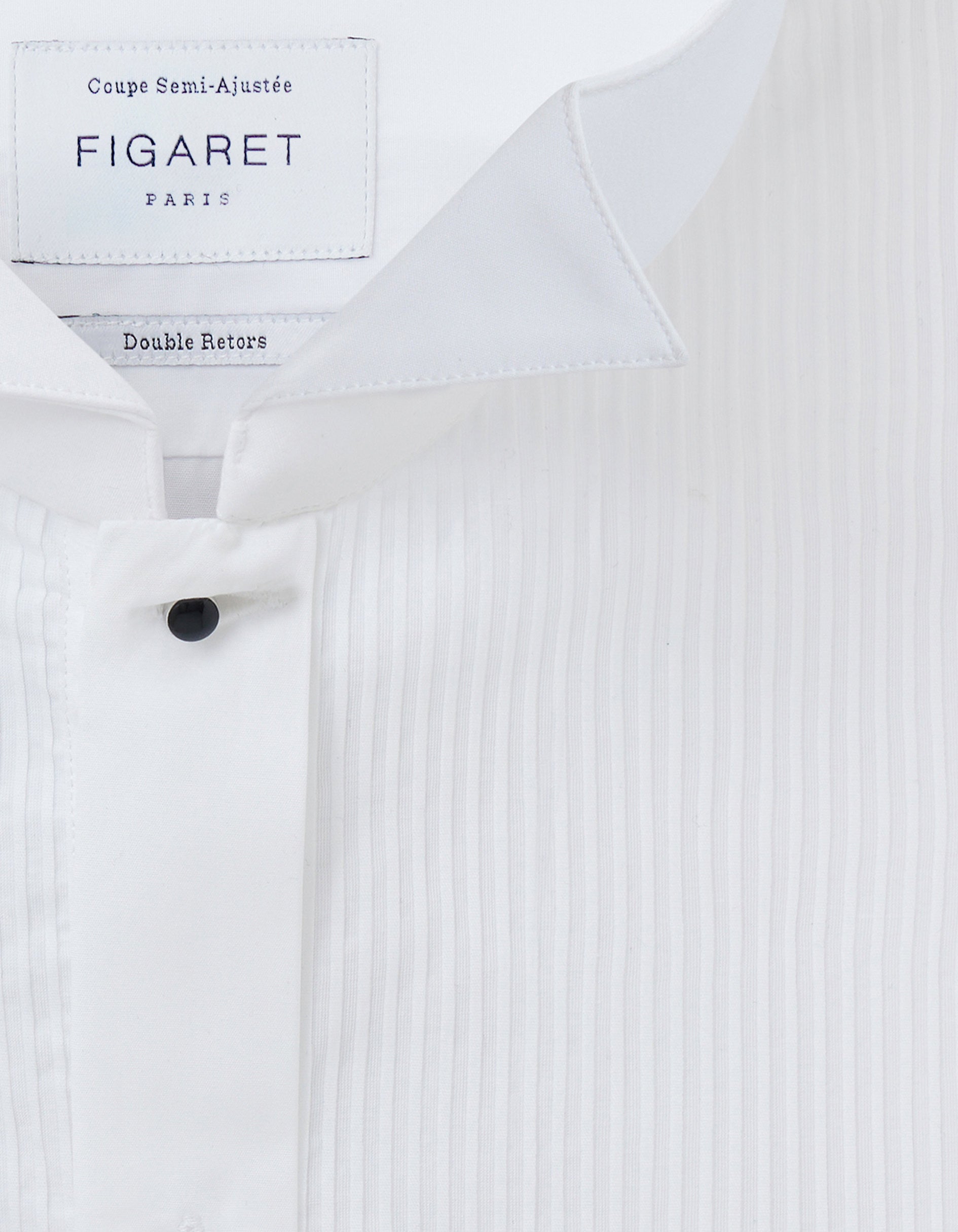 Semi-Fitted white bib shirt - Poplin - Wing Collar - French Cuffs