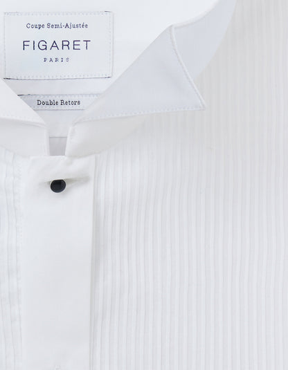 Semi-Fitted white bib shirt
