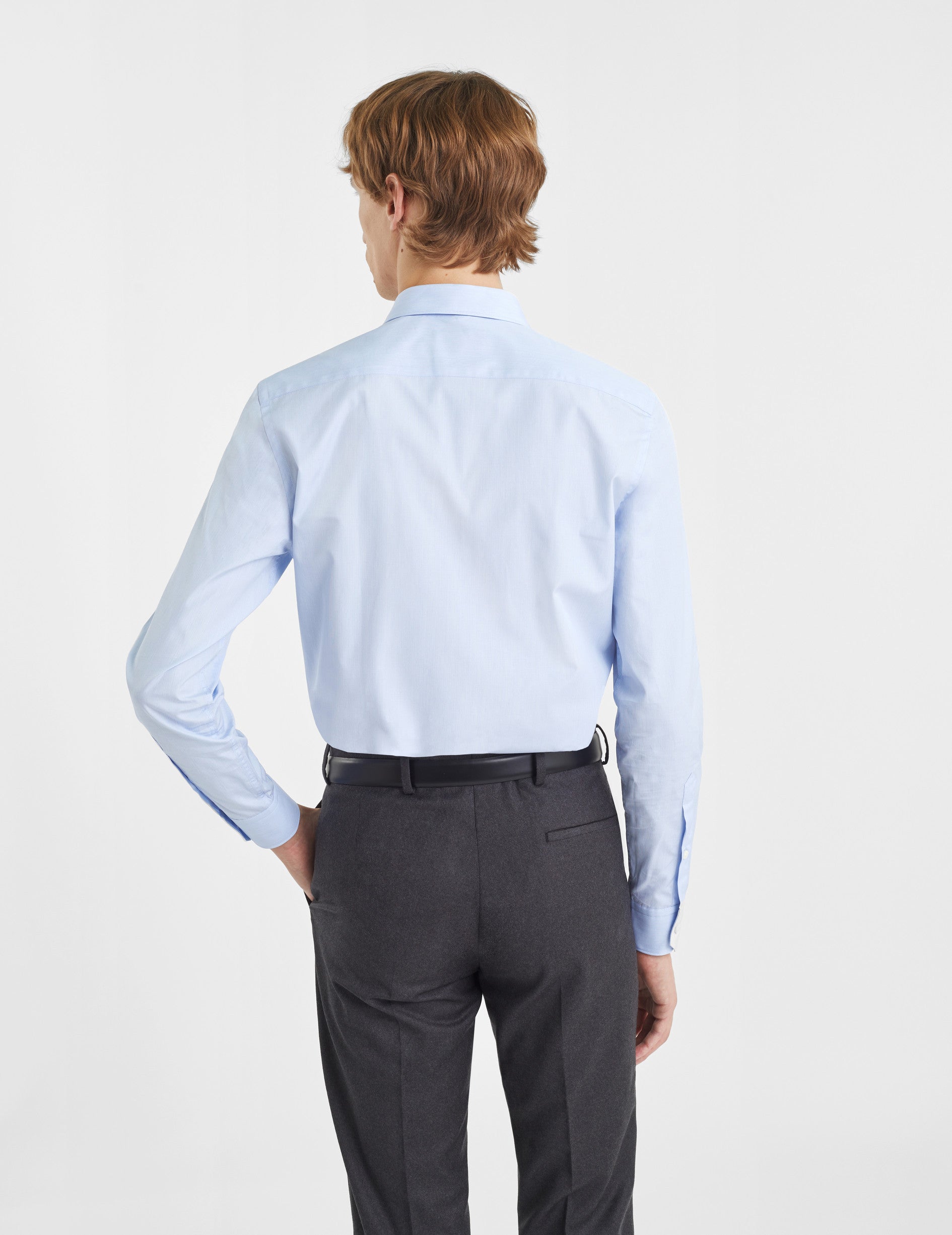 Chemise Ajustée rayée bleue - Popeline - Col Figaret