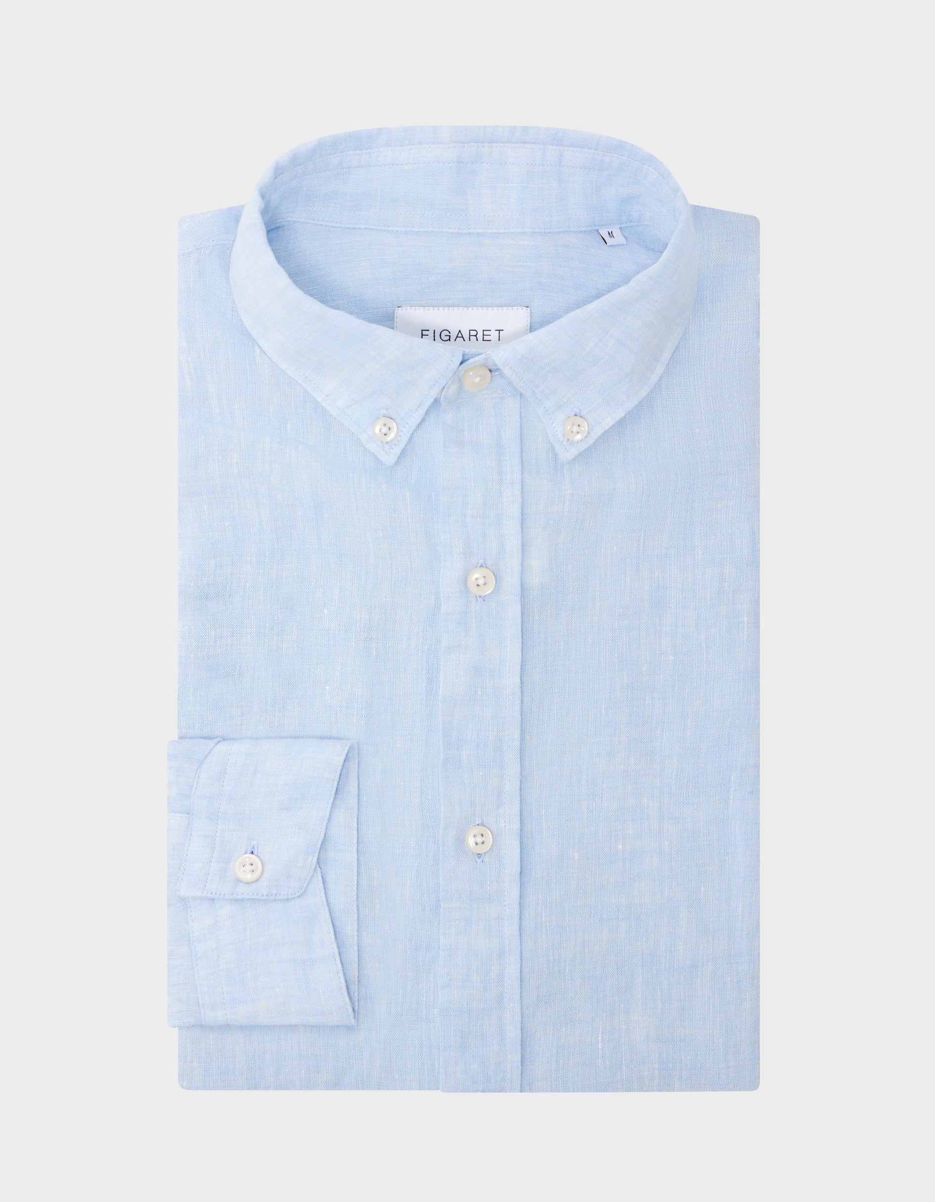 Chemise Gaspard en lin bleu clair - Lin - Col Américain