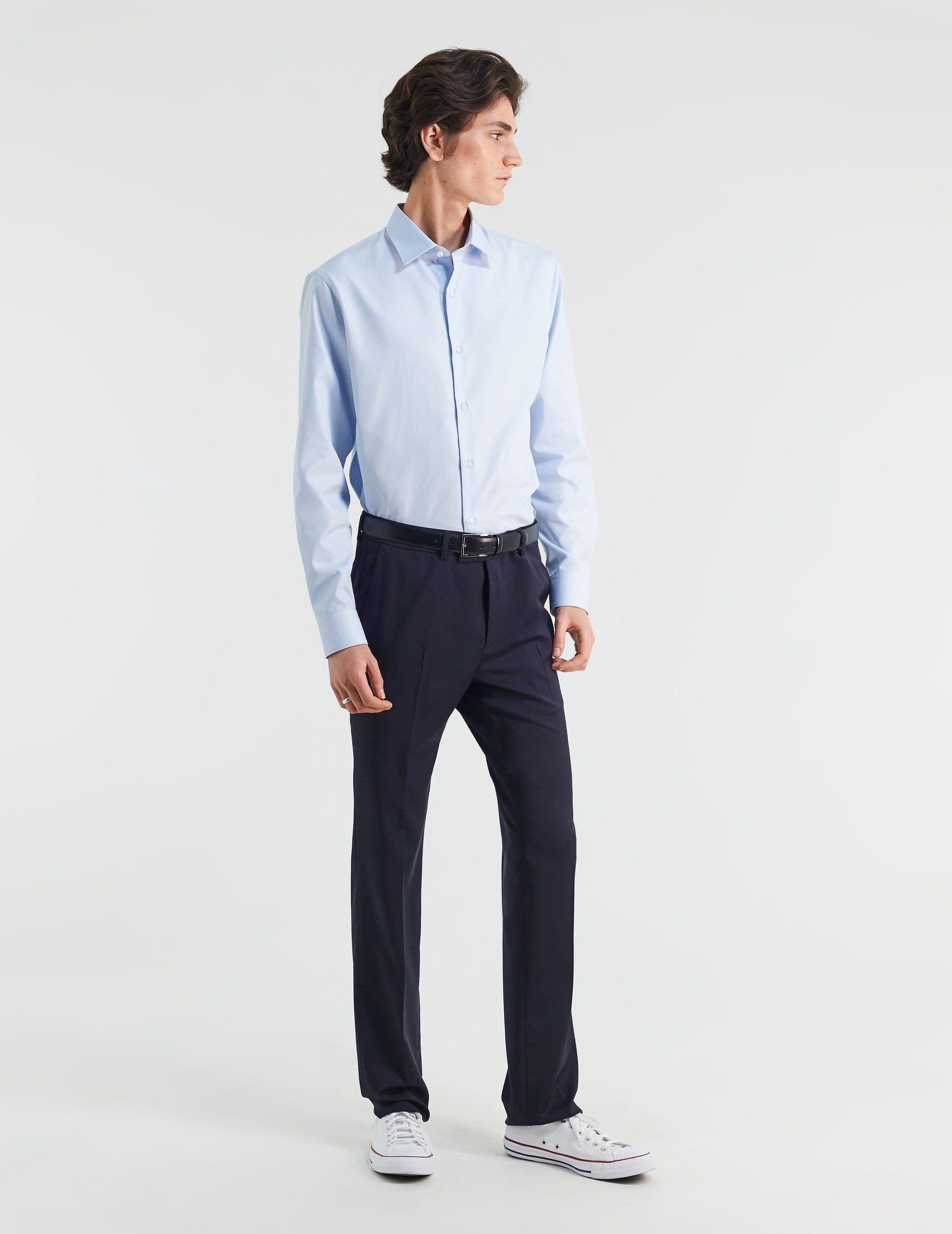 Chemise Semi-ajustée bleue - Façonné - Col Figaret