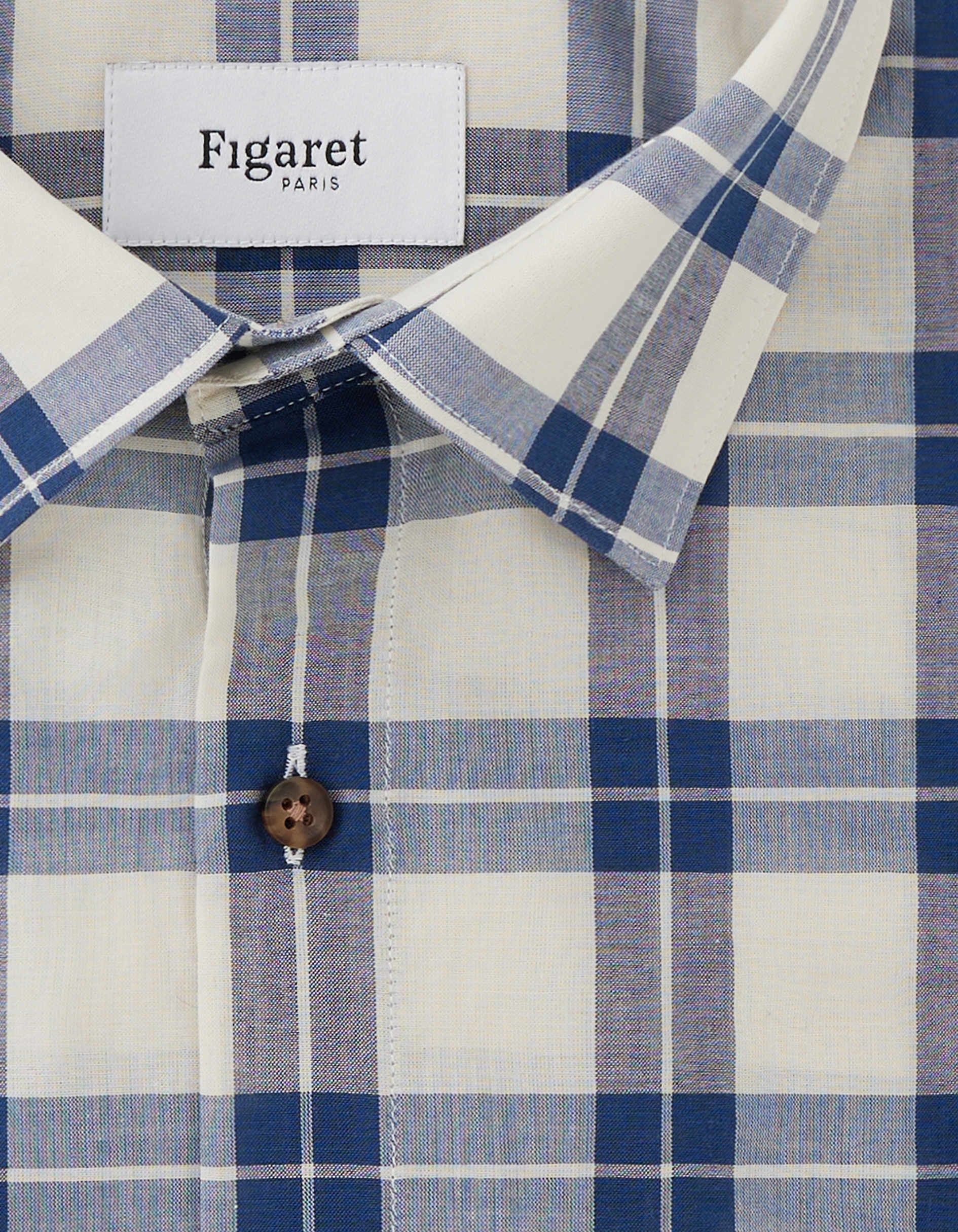 Leonard checkered navy shirt - Poplin - French Collar