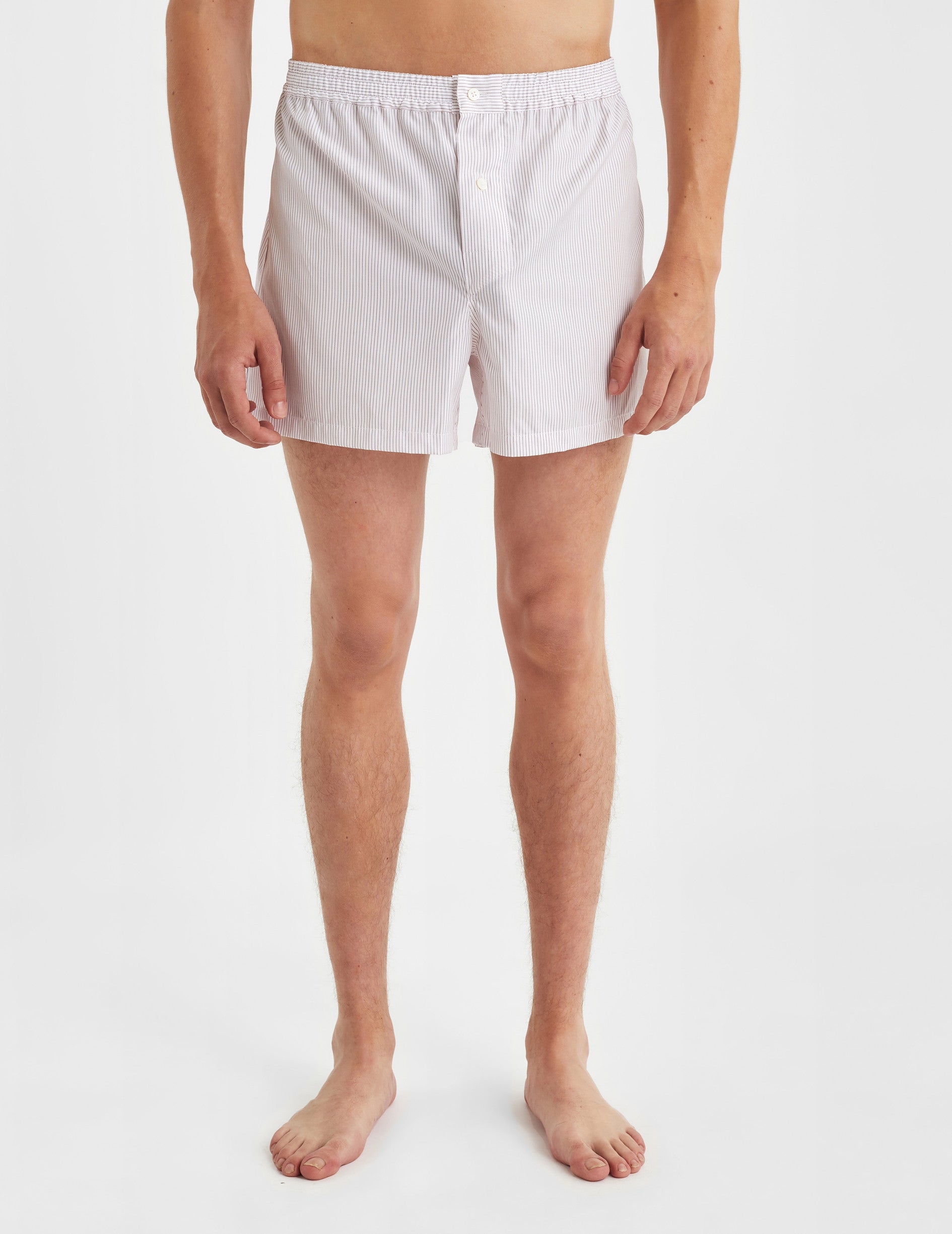 Caleçon en popeline rayée rouge