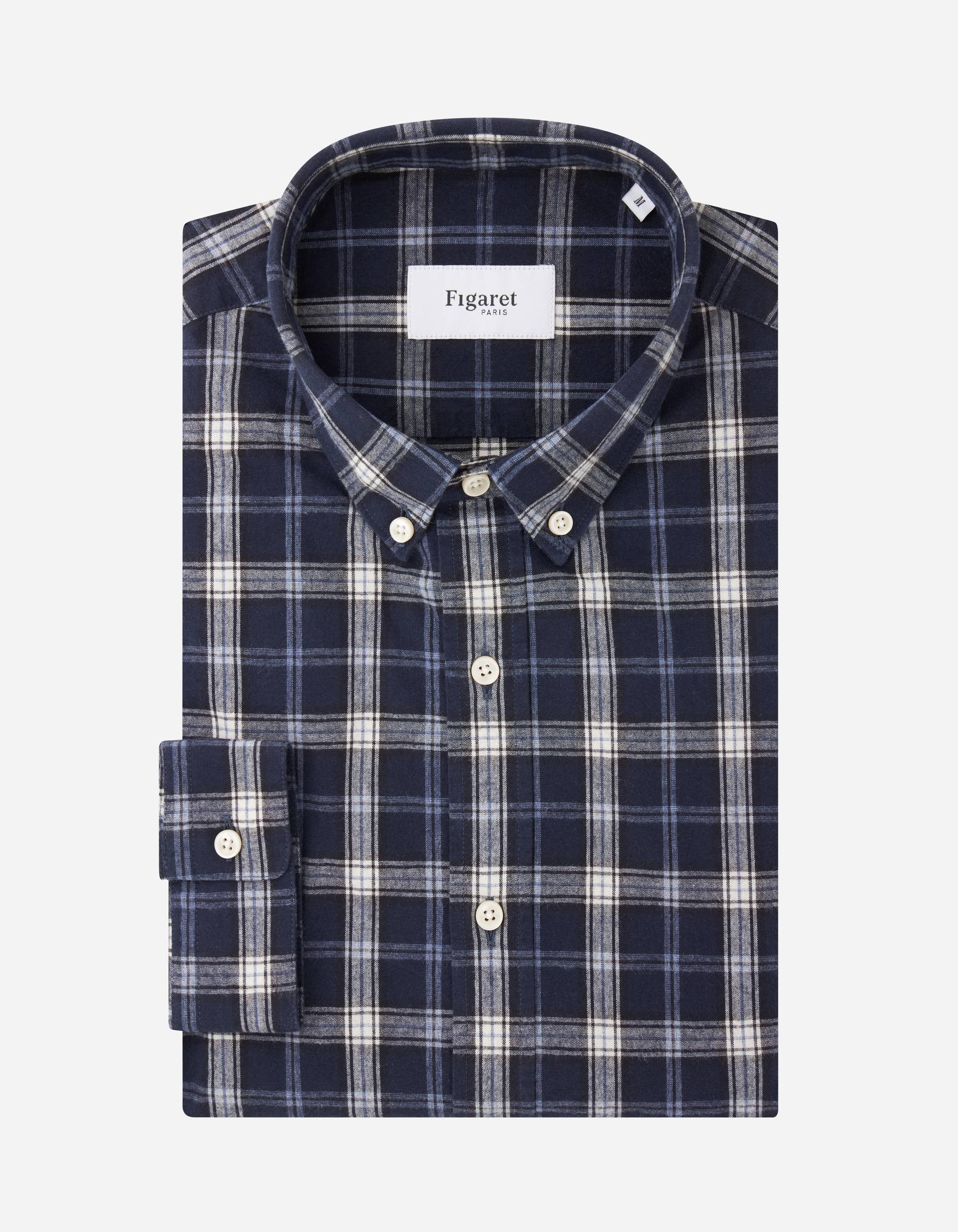 Navy checked Gaspard shirt - Flannel - American Collar