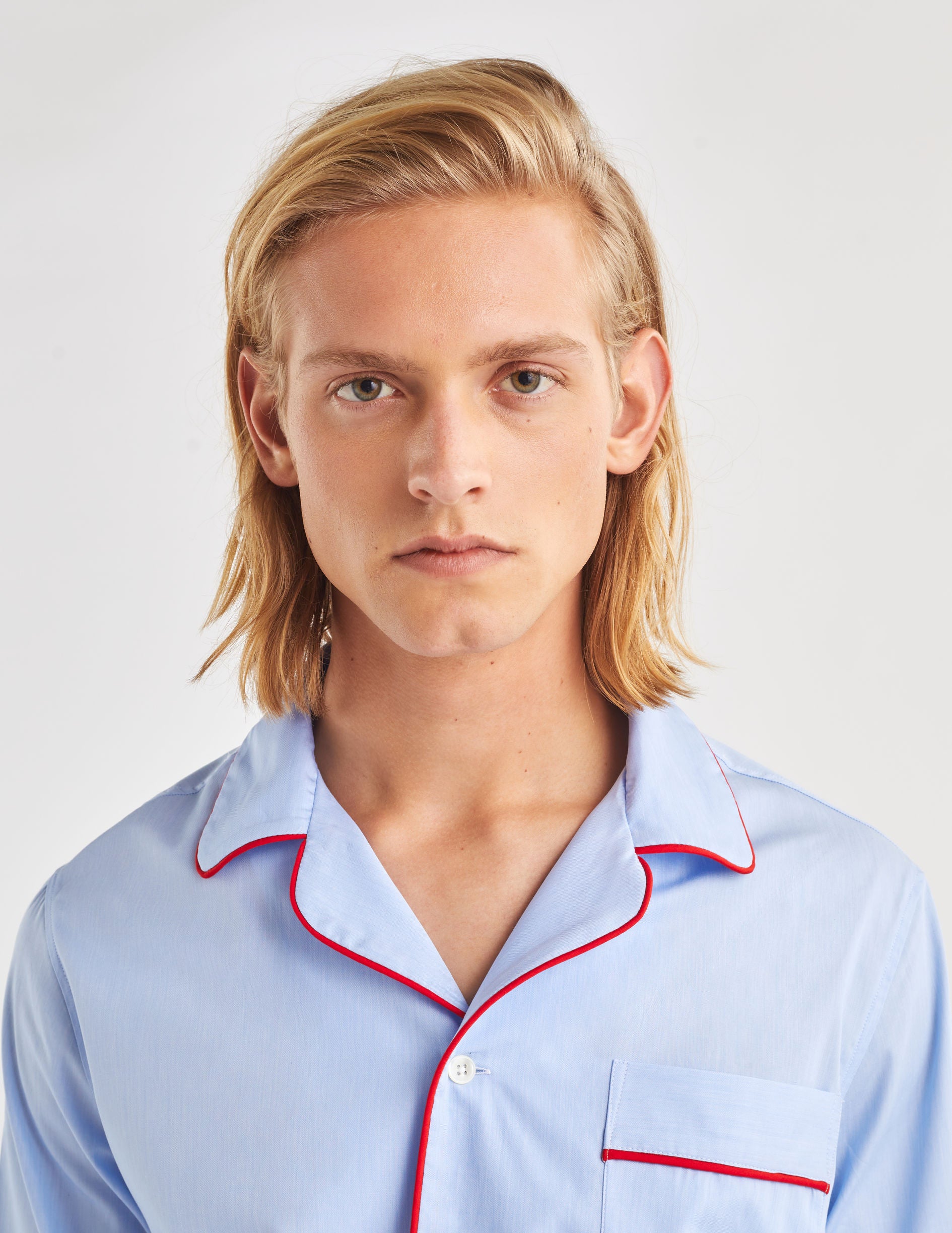 Pyjama Louis en popeline bleue brodé "Je t'aime"