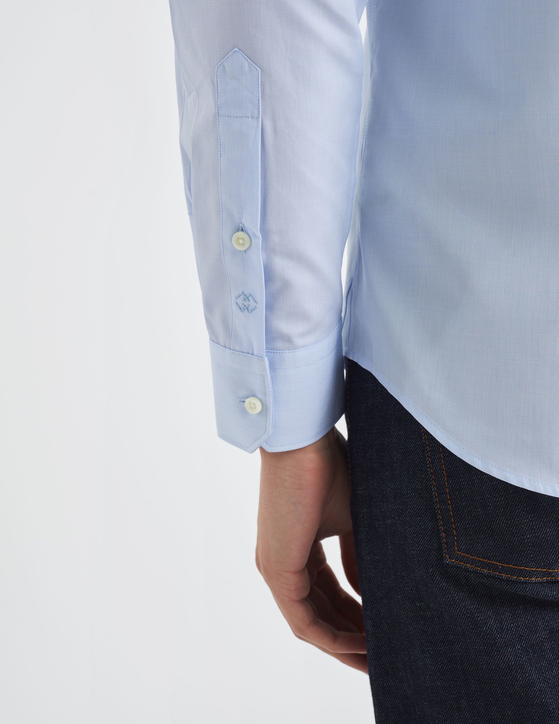 Chemise Ajustée bleue - Fil-à-fil - Col Figaret