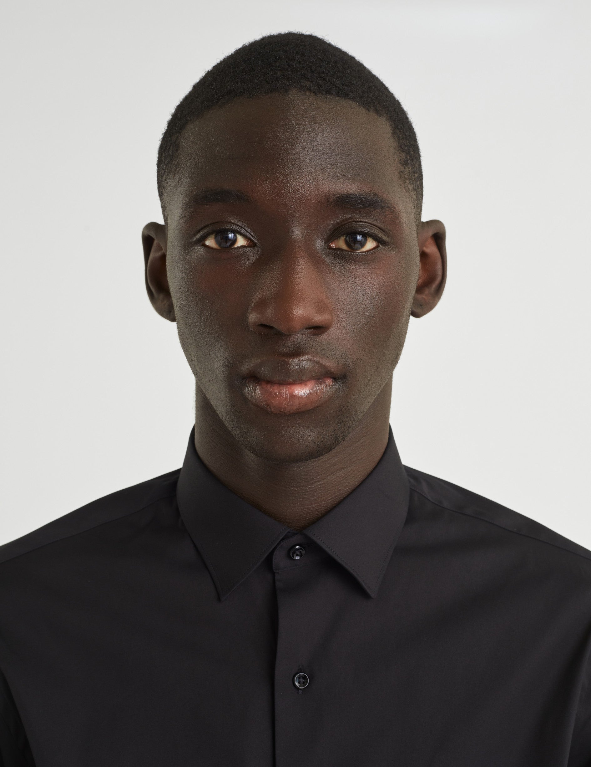 Chemise Semi-ajustée stretch noire - Popeline - Col Figaret