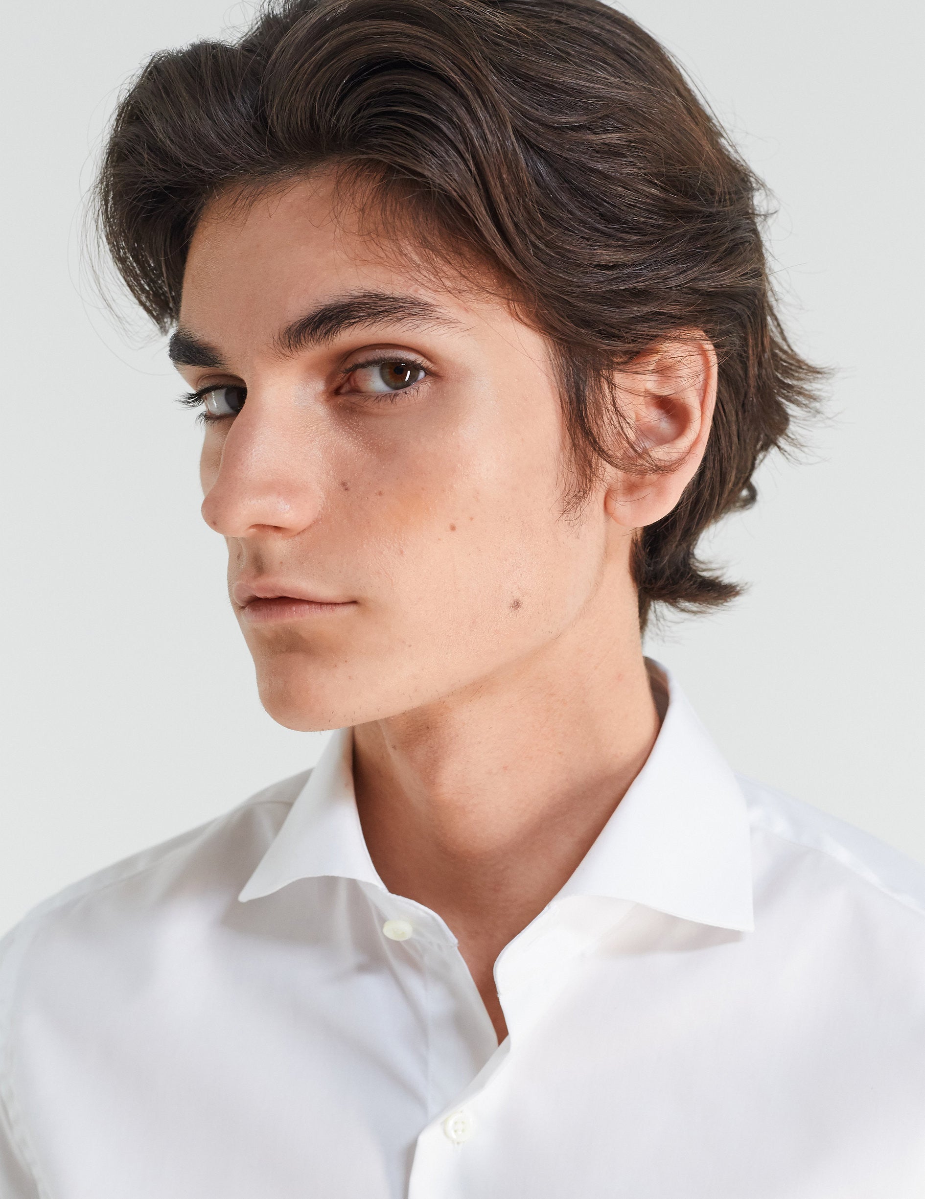 Fitted white wrinkle-free shirt - Poplin - Italian Collar