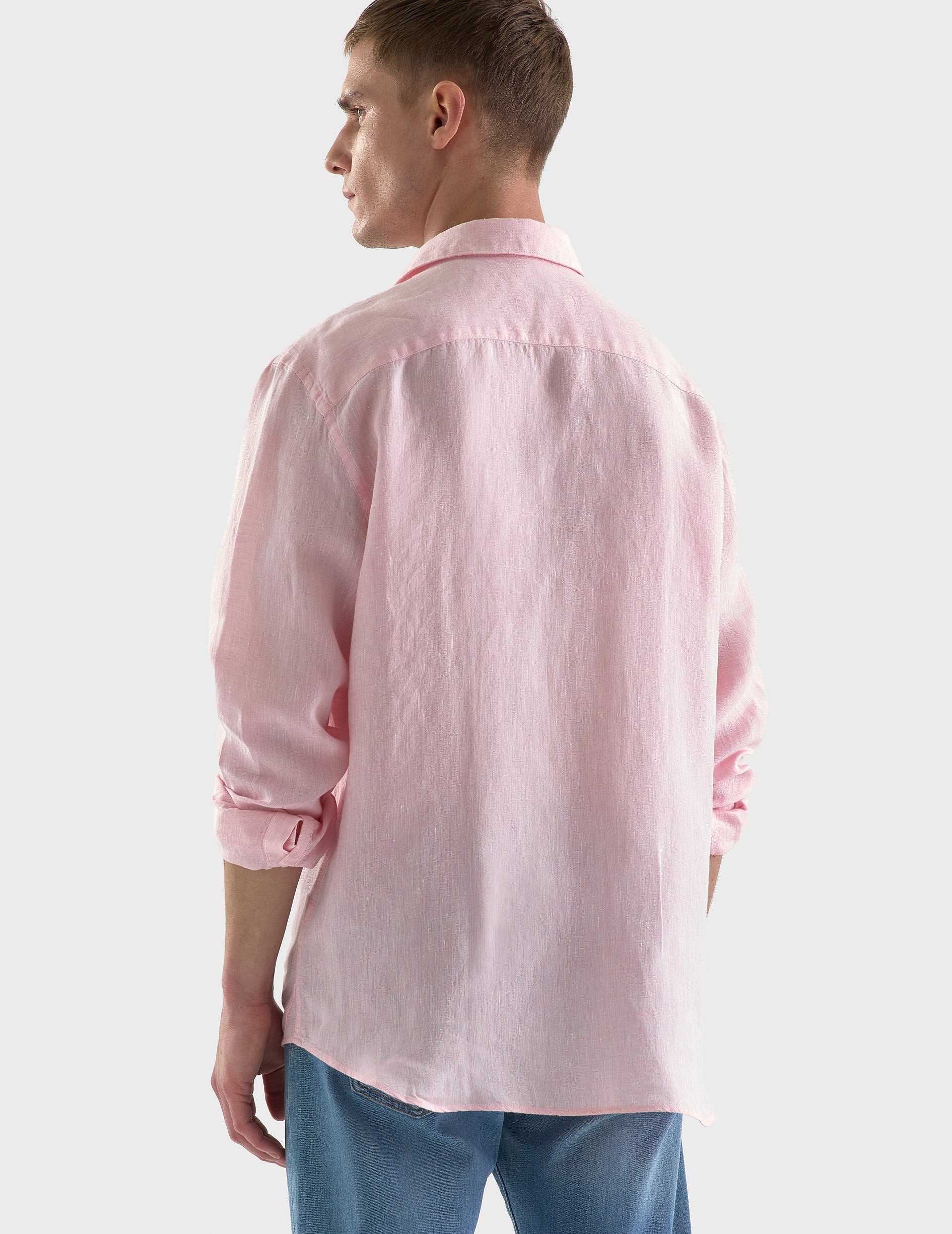 Auguste light pink linen shirt - Linen - French Collar