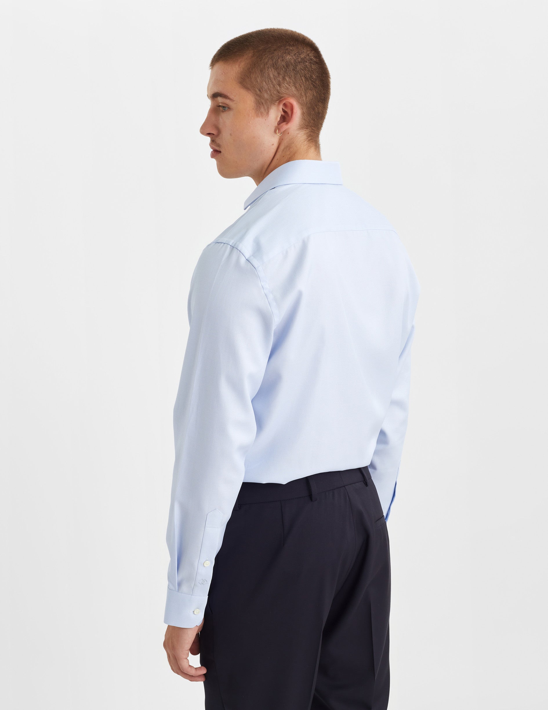 Chemise Semi-ajustée bleue - Façonné - Col Italien