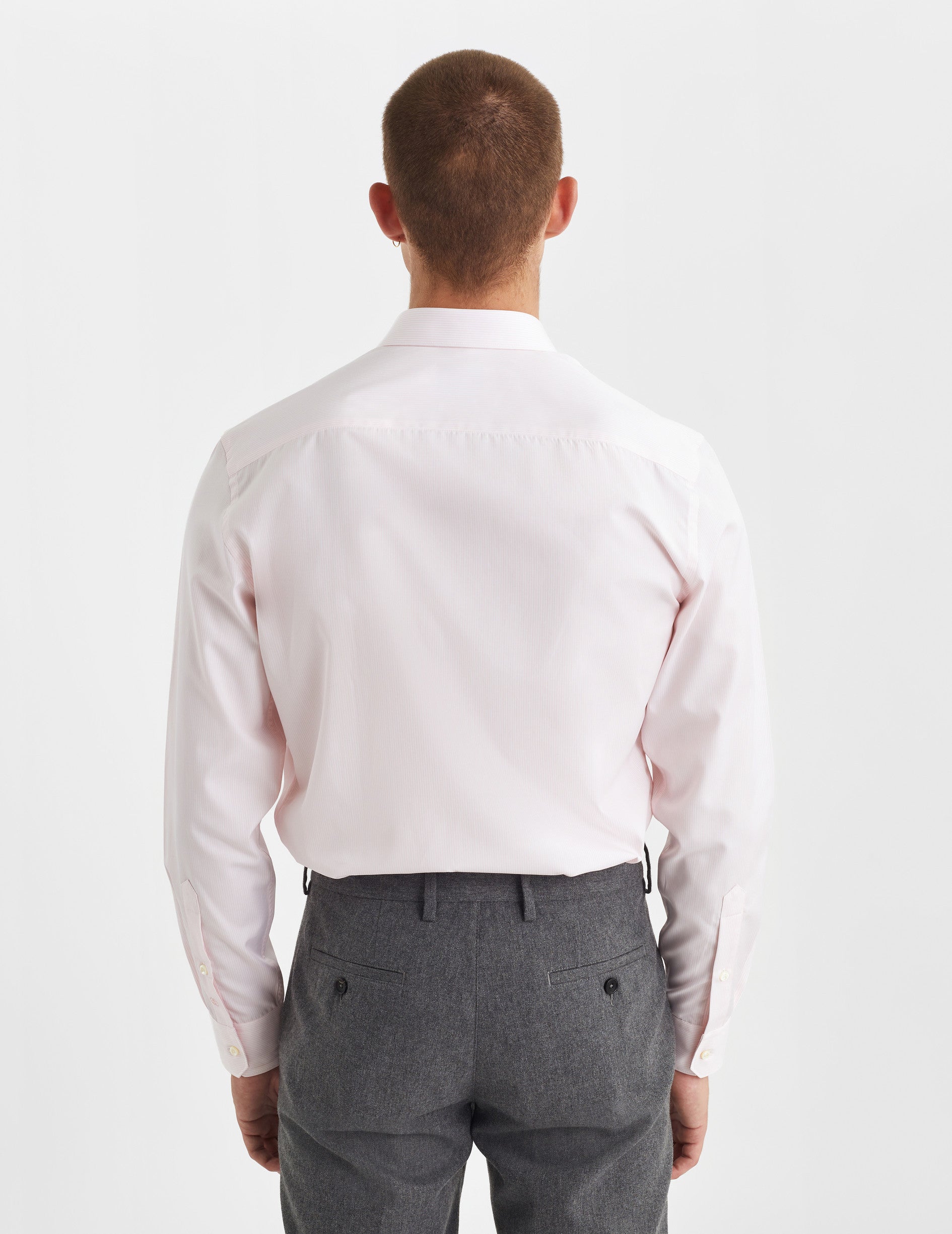 Chemise Ajustée rayée rose - Popeline - Col Figaret