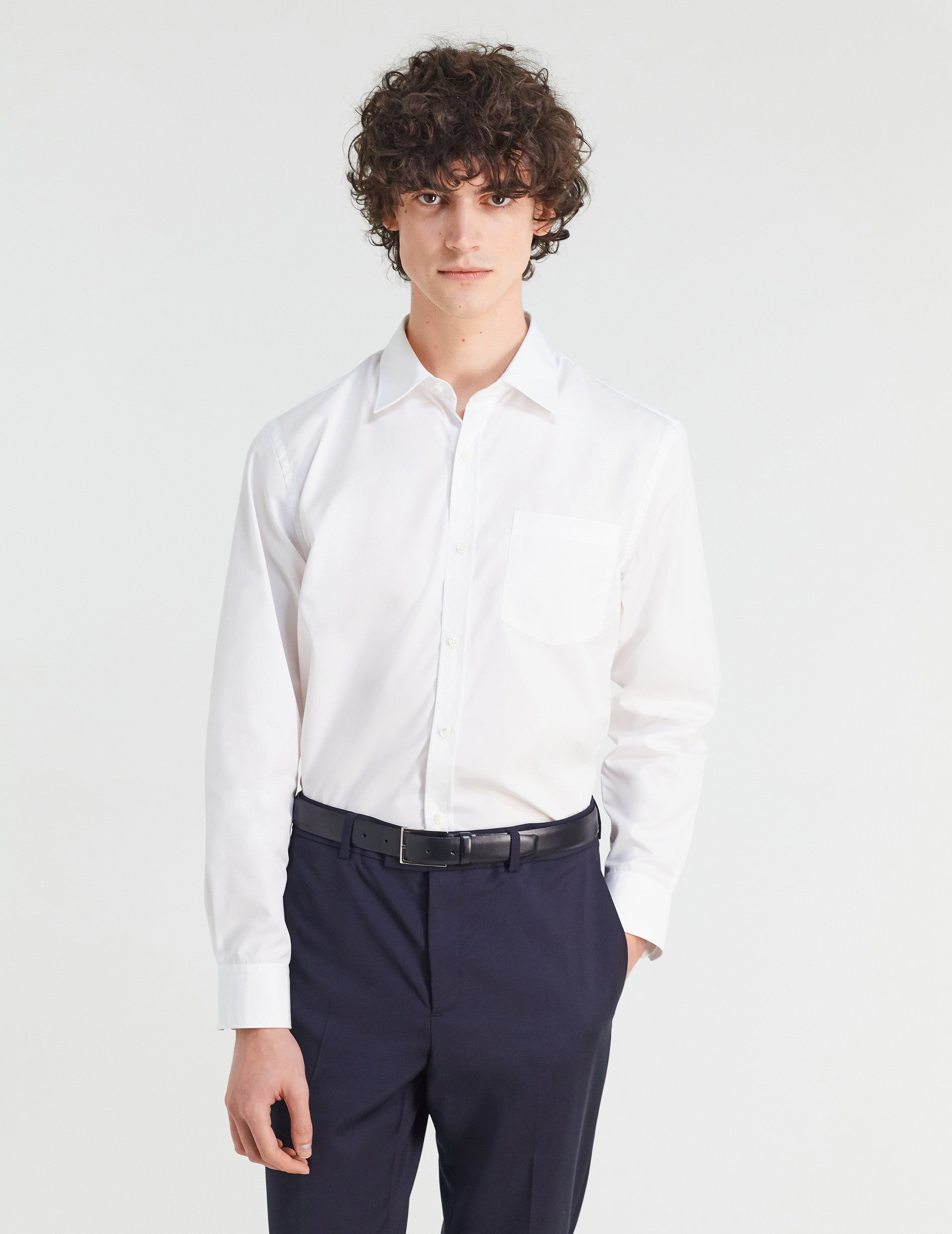 Chemise Classique Voyage blanche - Popeline - Col Figaret - Repassage facile