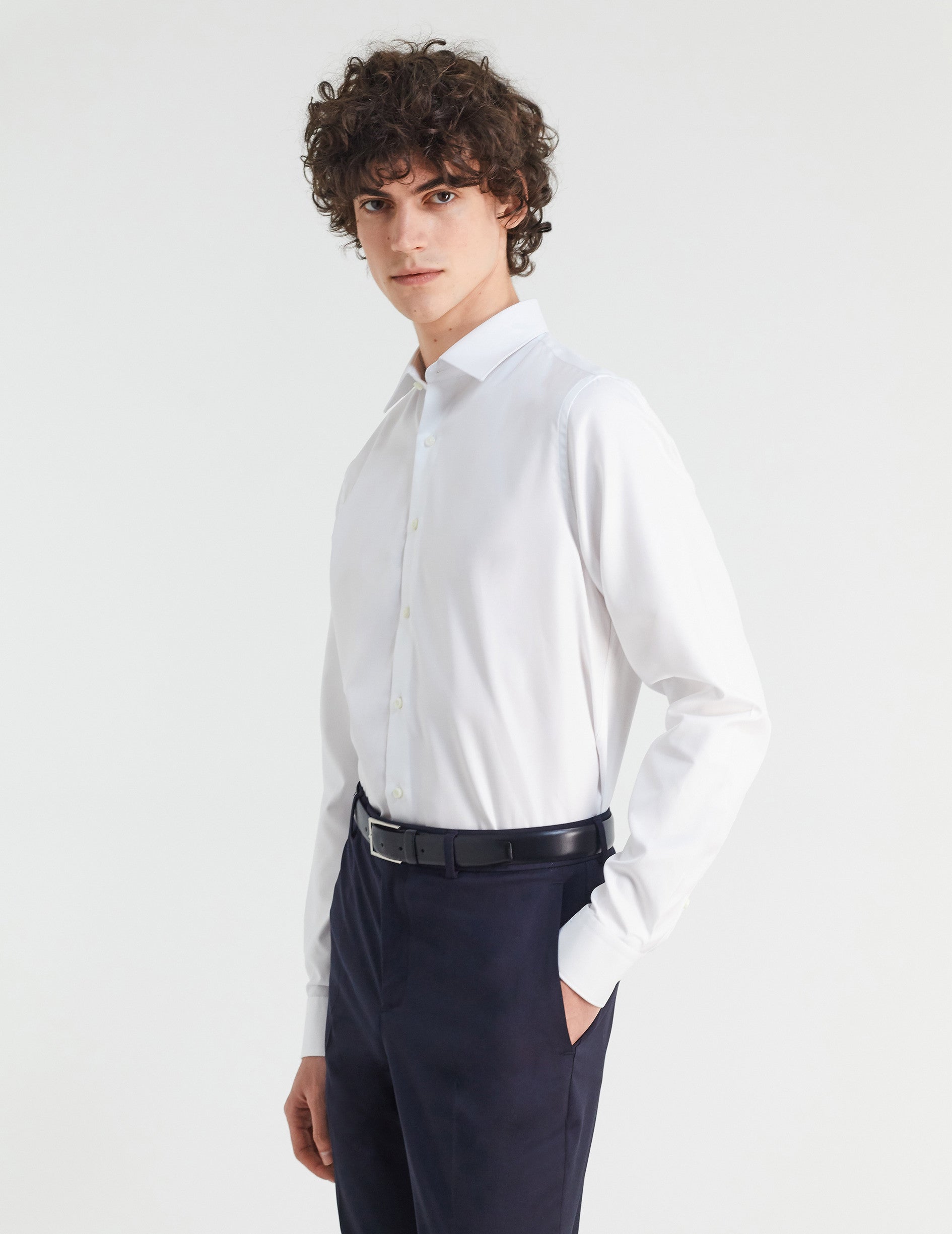Chemise Semi-ajustée blanche - Façonné - Col Figaret