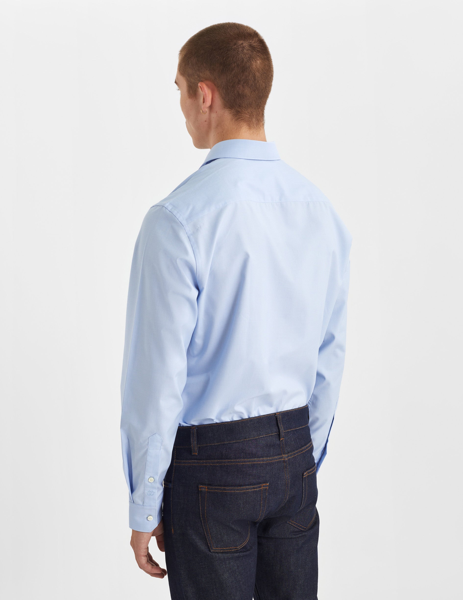 Chemise Semi-ajustée bleue - Popeline - Col Figaret