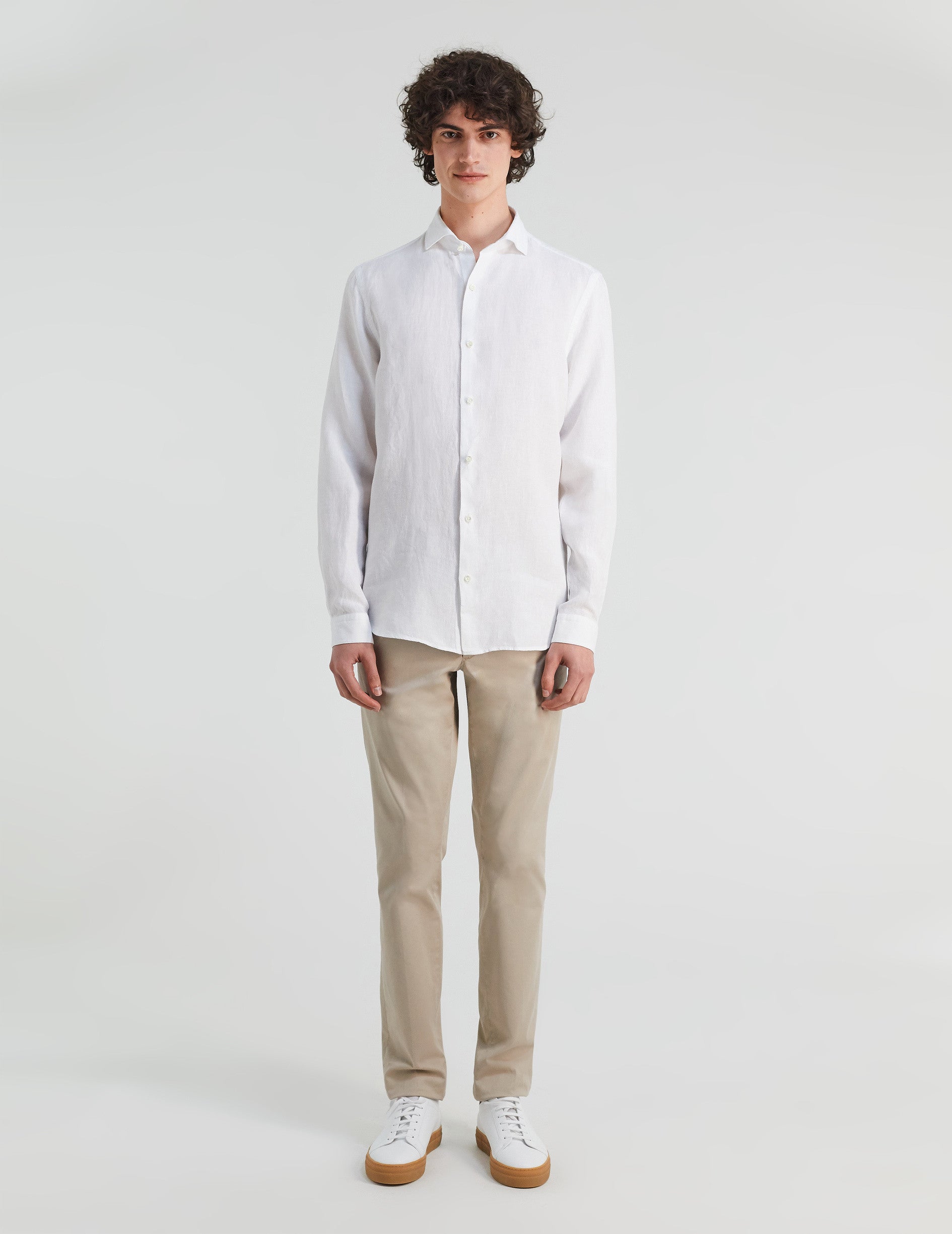 Aristote shirt in white linen - Linen - Italian Collar
