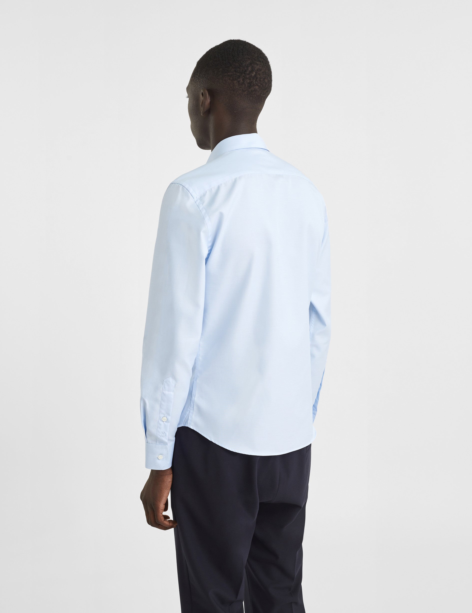 Chemise Ajustée bleue - Façonné - Col Figaret