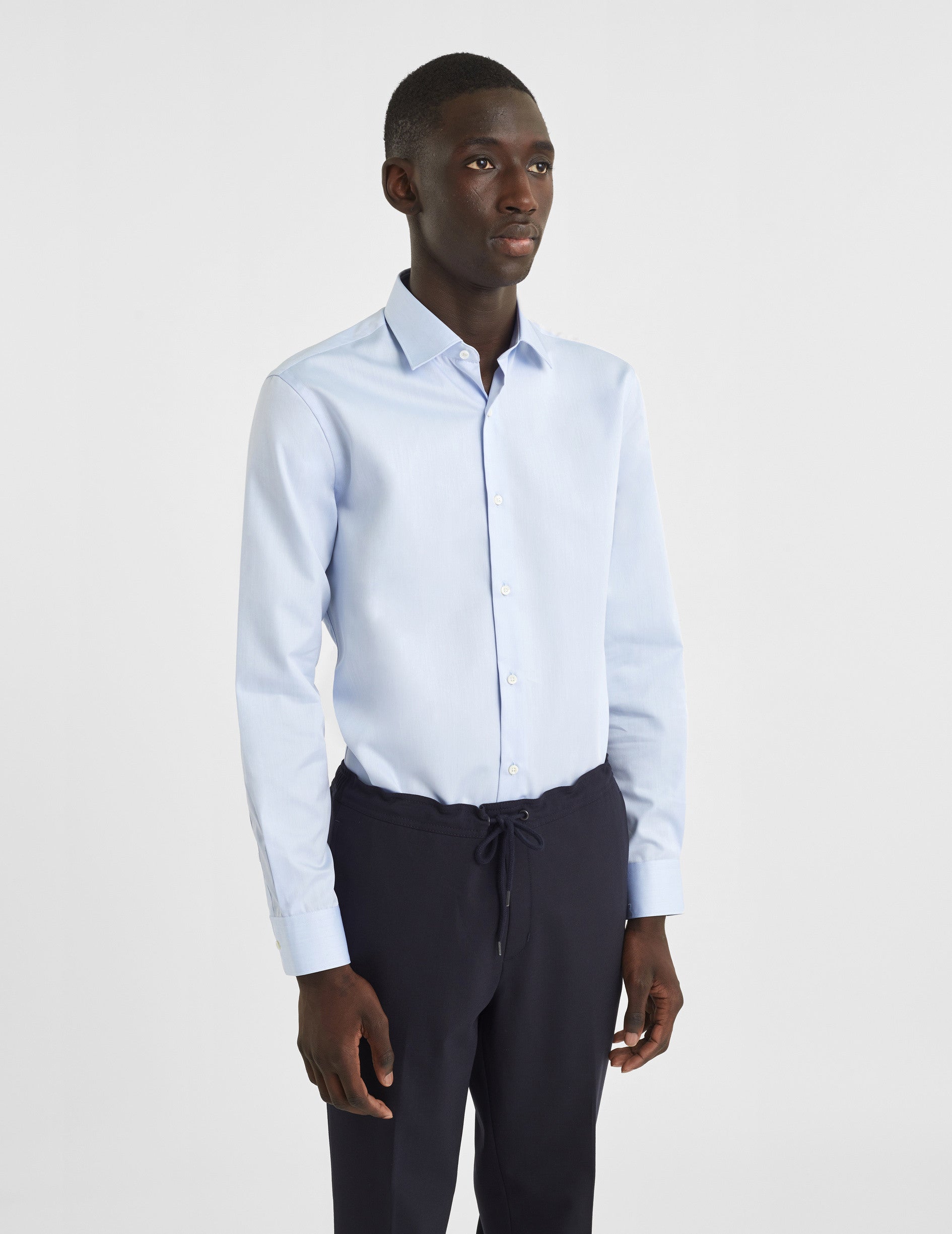 Chemise Semi-ajustée bleue - Twill - Col Figaret