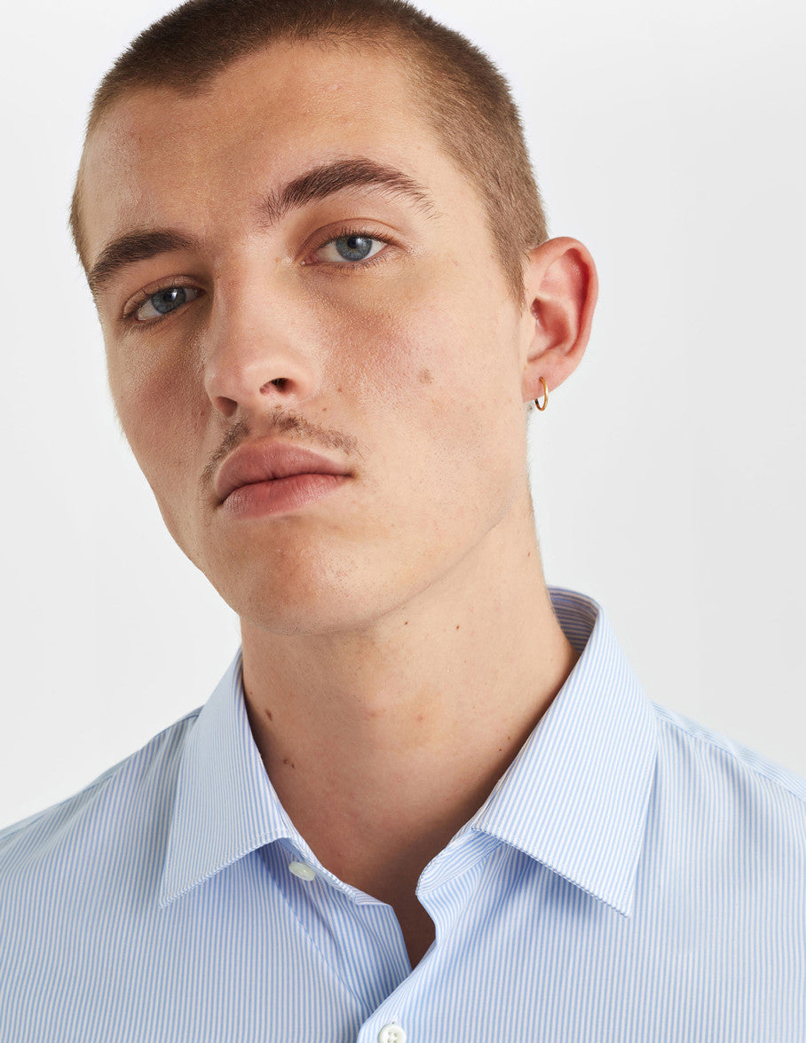 Chemise Semi-ajustée rayée bleue - Popeline - Col Figaret