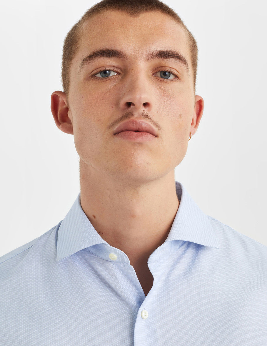 Chemise Semi-ajustée bleue - Façonné - Col Italien