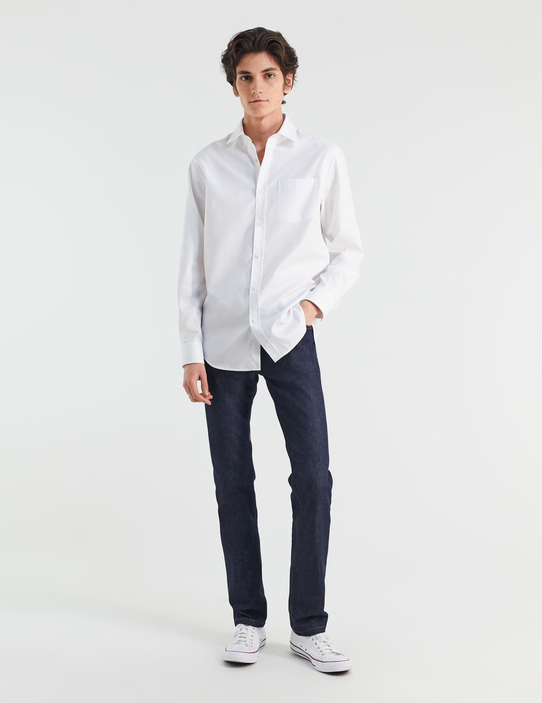 Chemise Classique blanche - Façonné - Col Figaret