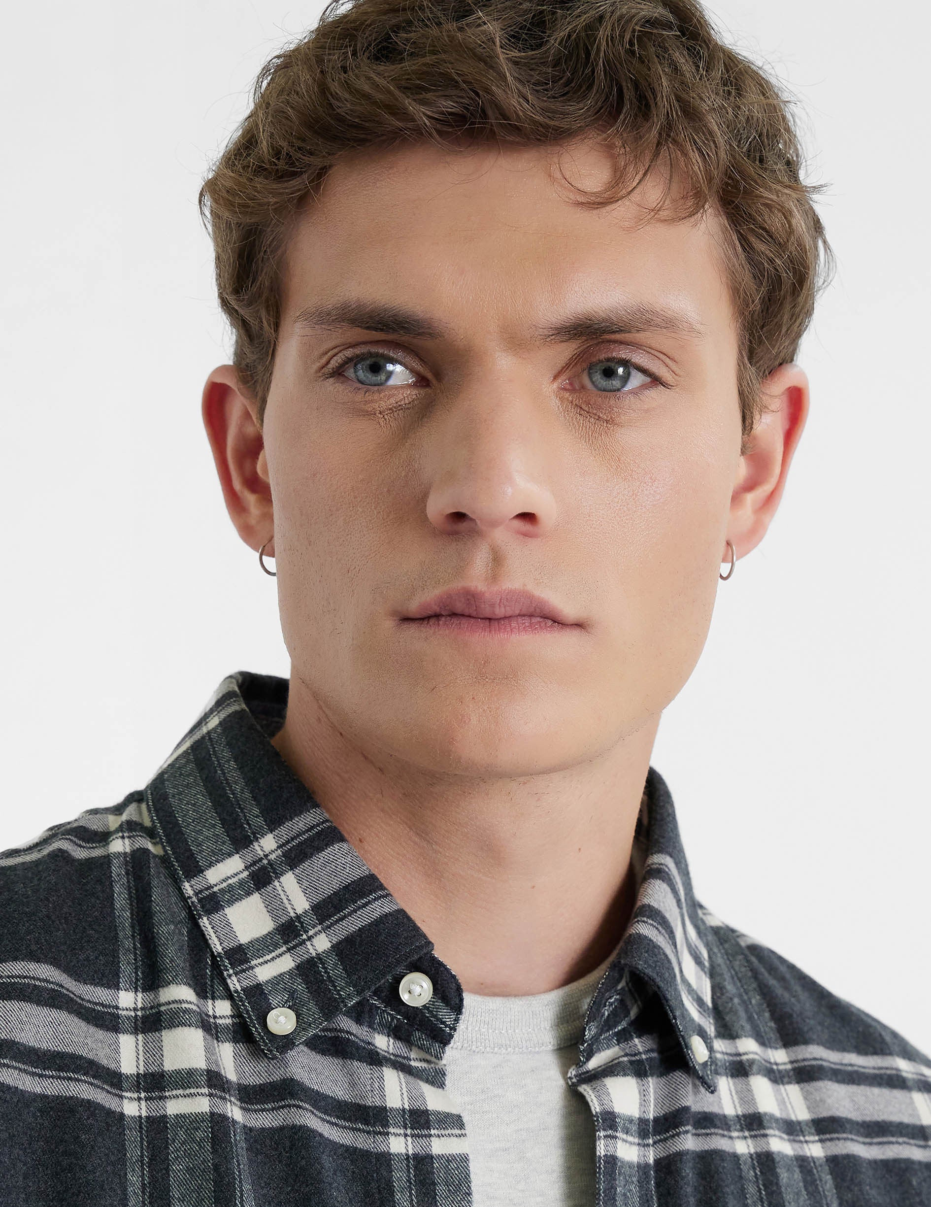 Gabriel shirt with gray checks - Flannel - American Collar
