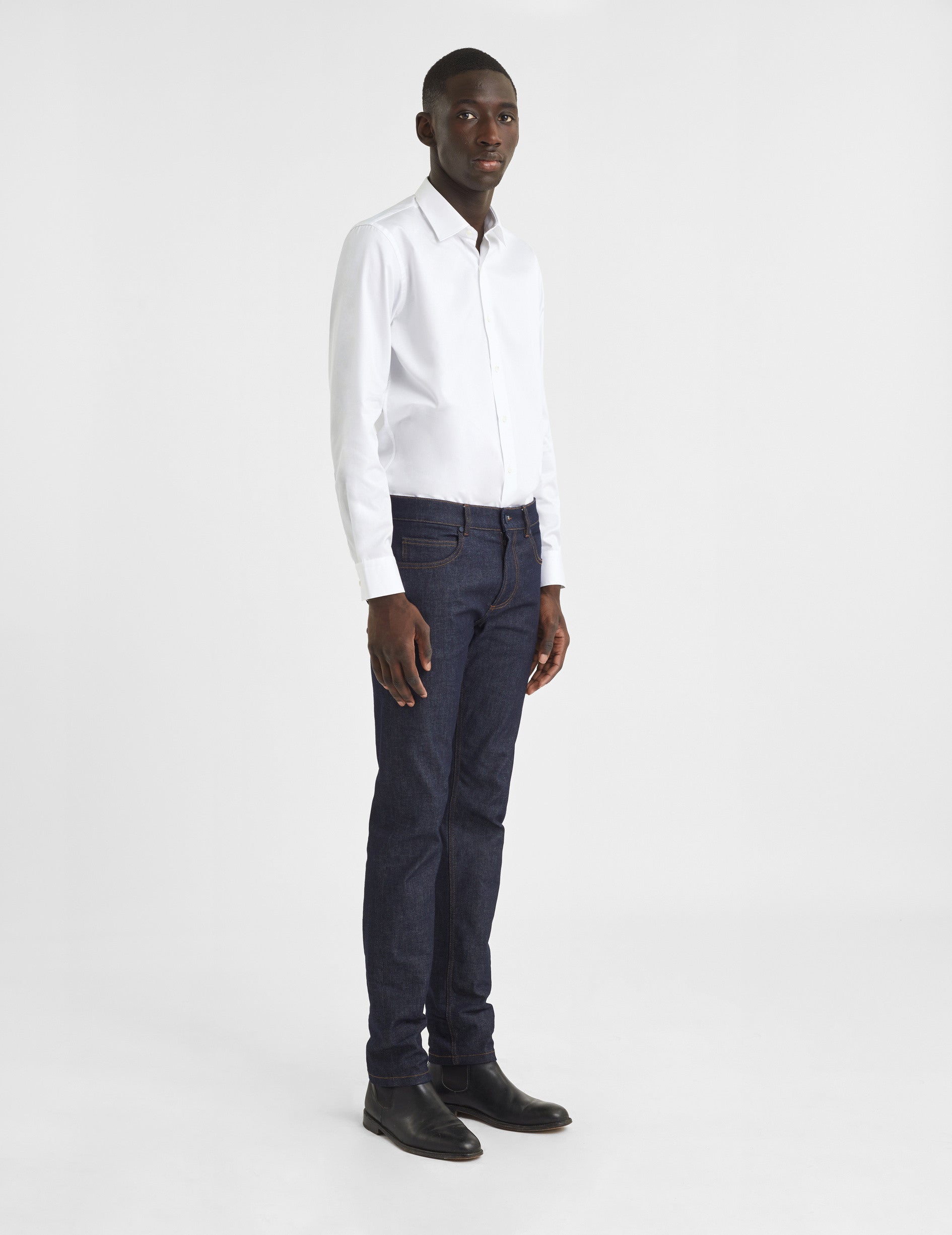 Semi-fitted white shirt - Twill - Figaret Collar